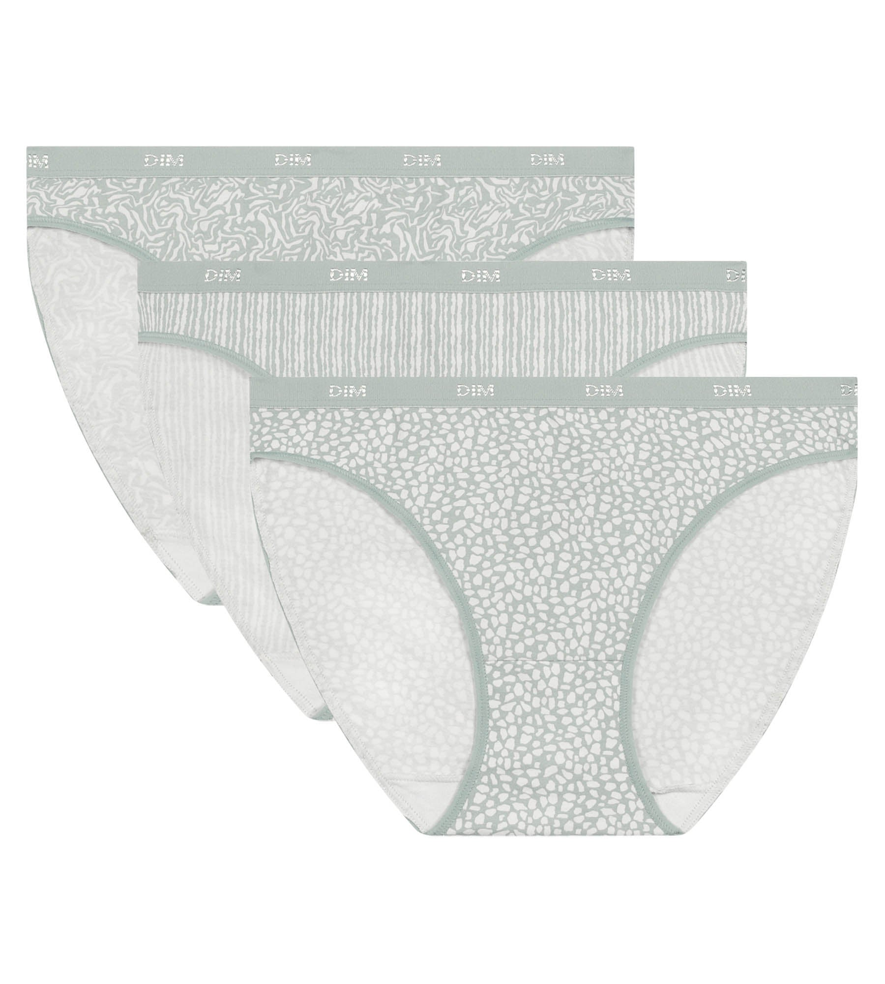 DIM Pack of 3 stretch cotton animal print knickers Green Les Pockets