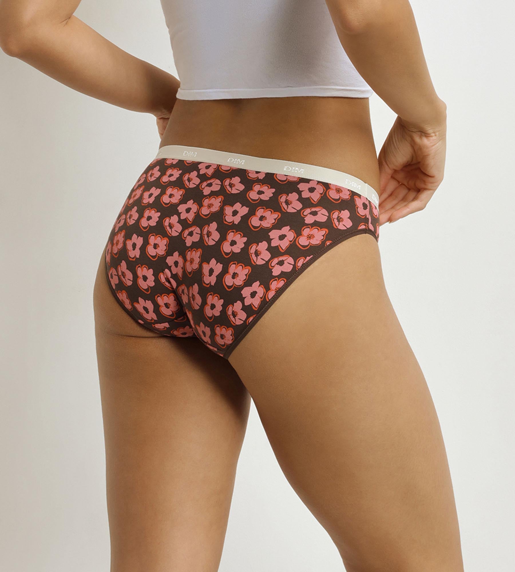 DIM Pack of 3 women's briefs with pink and brown bohemian motifs Les Pockets