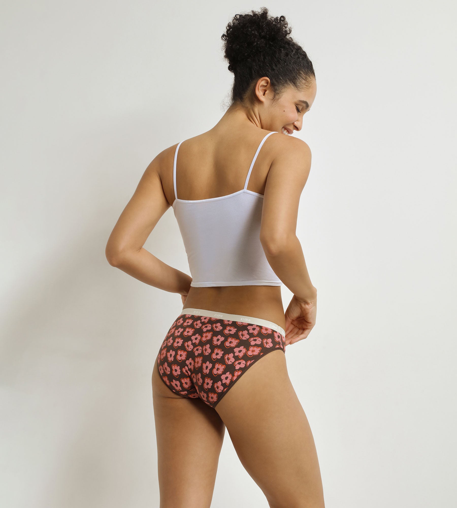 DIM Pack of 3 women's briefs with pink and brown bohemian motifs Les Pockets