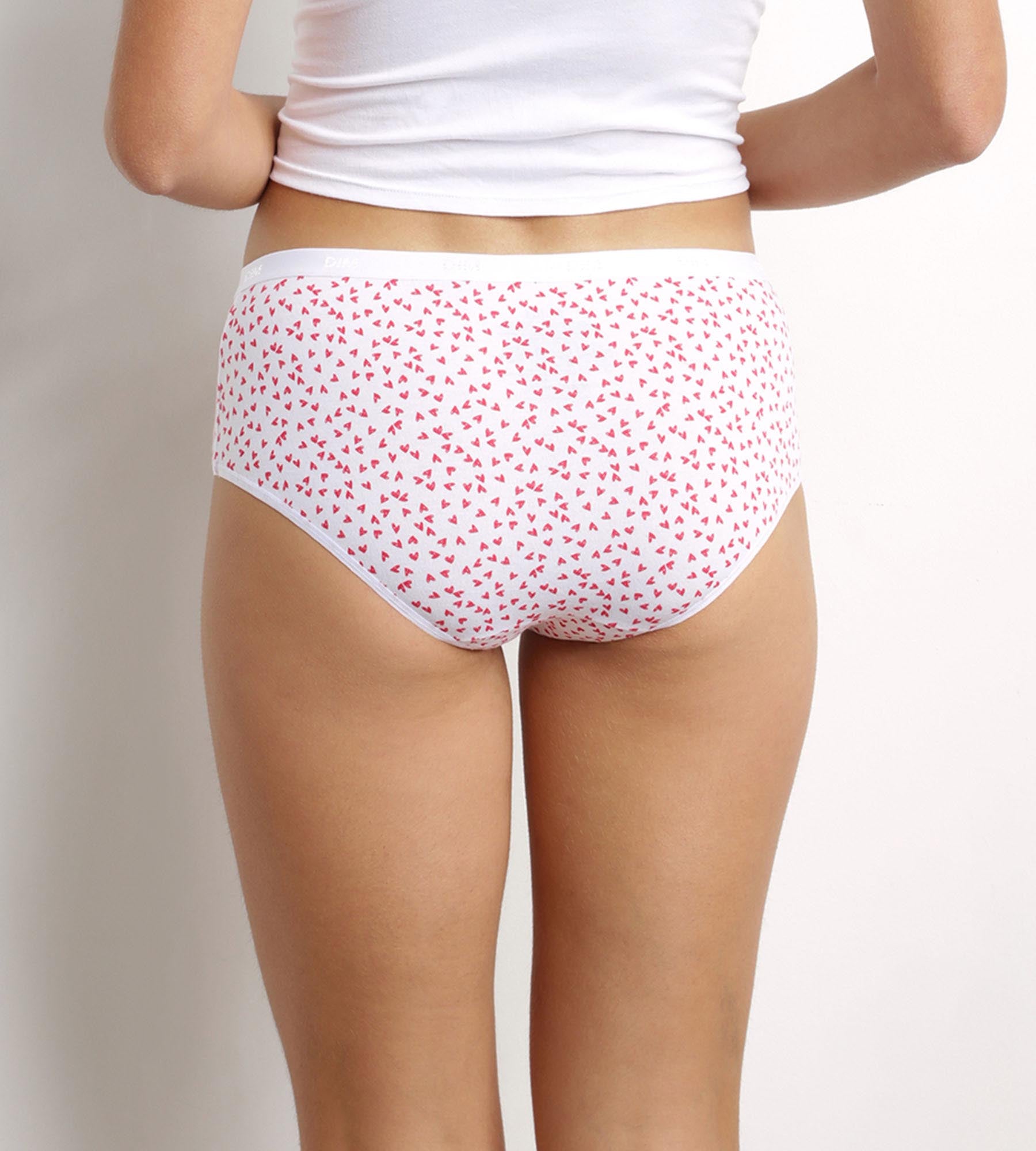 DIM Pack of 5 women's stretch cotton shorties with heart pattern Les Pockets