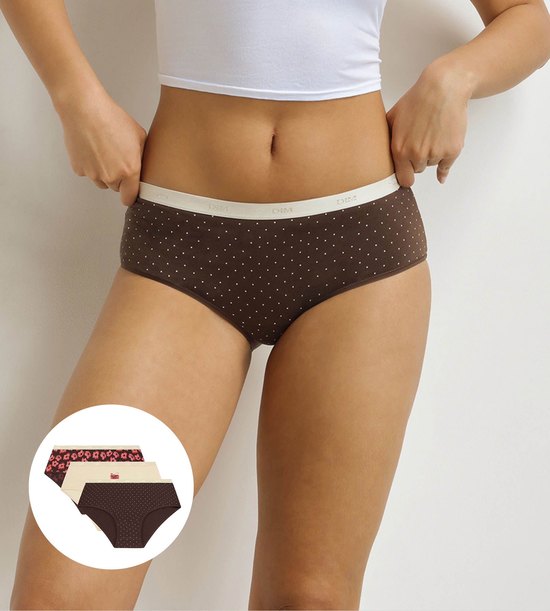 DIM Pack of 3 retro pink and brown boxer shorts Les Pockets