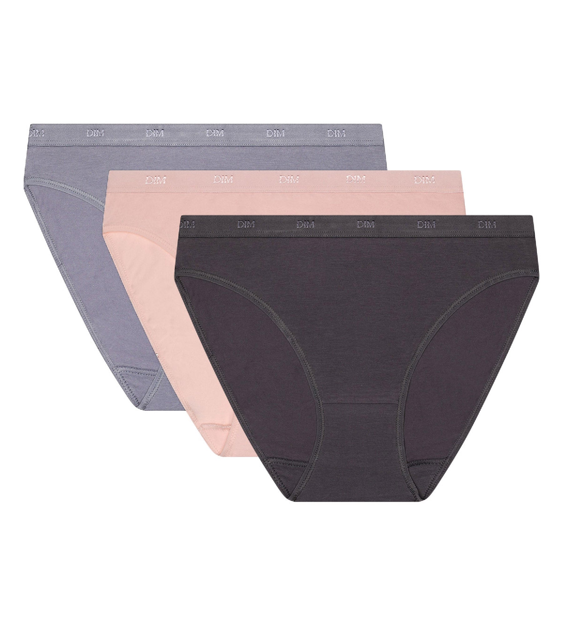 DIM Pack of 3 briefs taupe, pink and grey Les Pockets EcoDIM