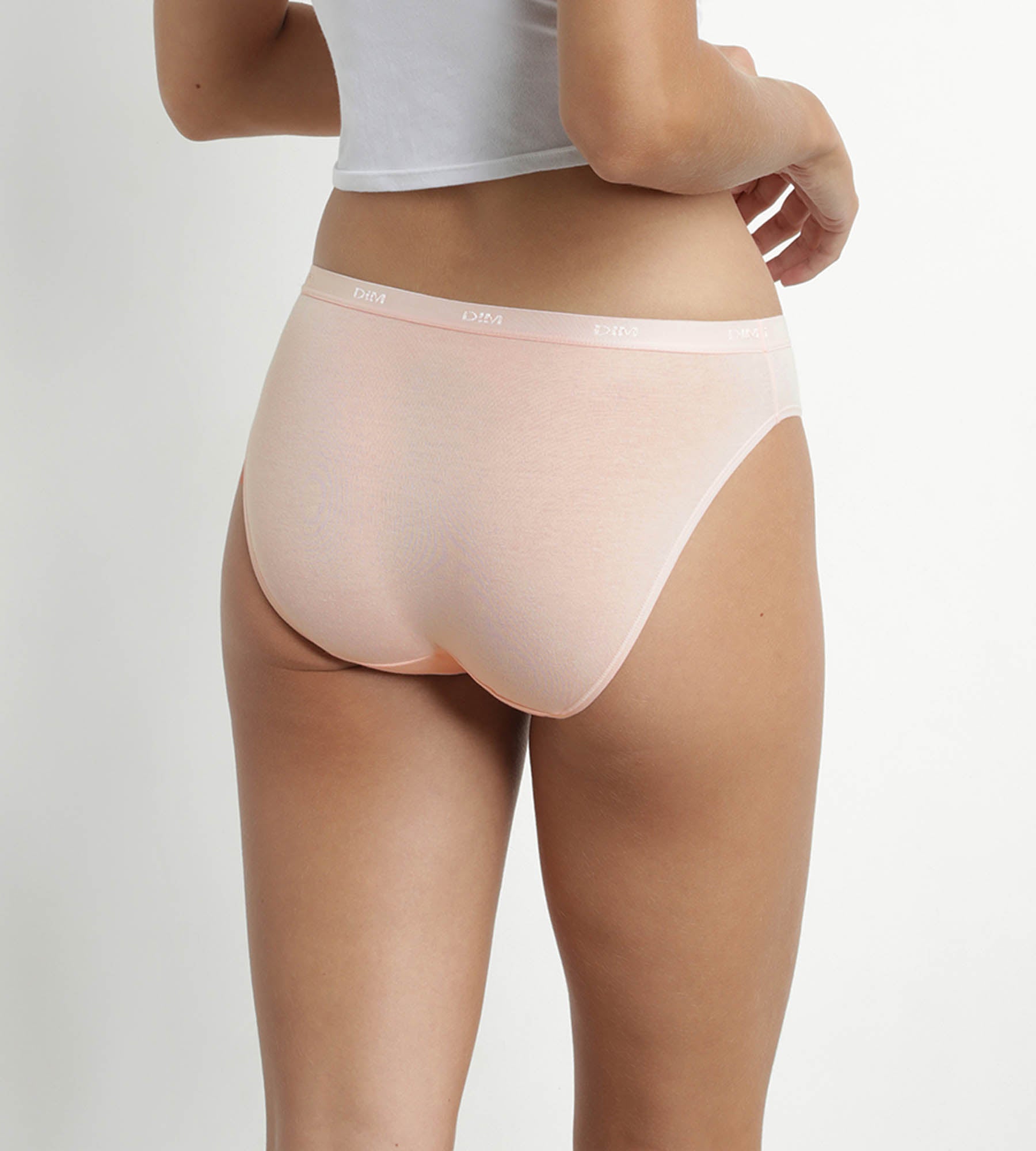 DIM Pack of 3 stretch cotton panties Yellow Nude Brown Les Pockets Ecodim