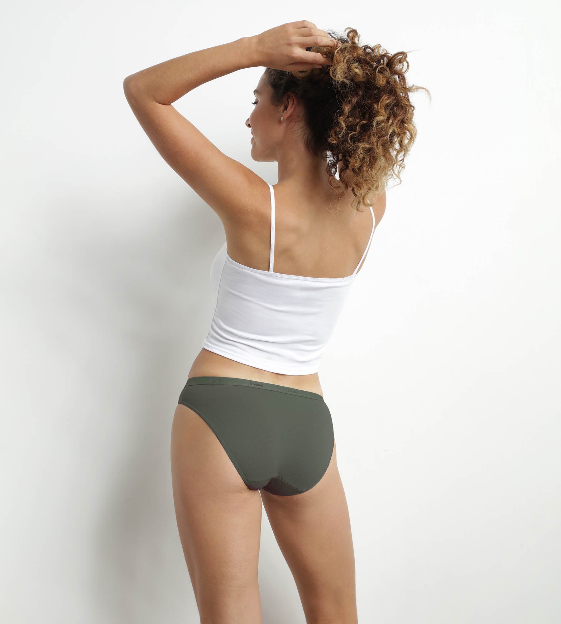 DIM Pack of 3 stretch cotton panties Blue Red Green Les Pockets Ecodim