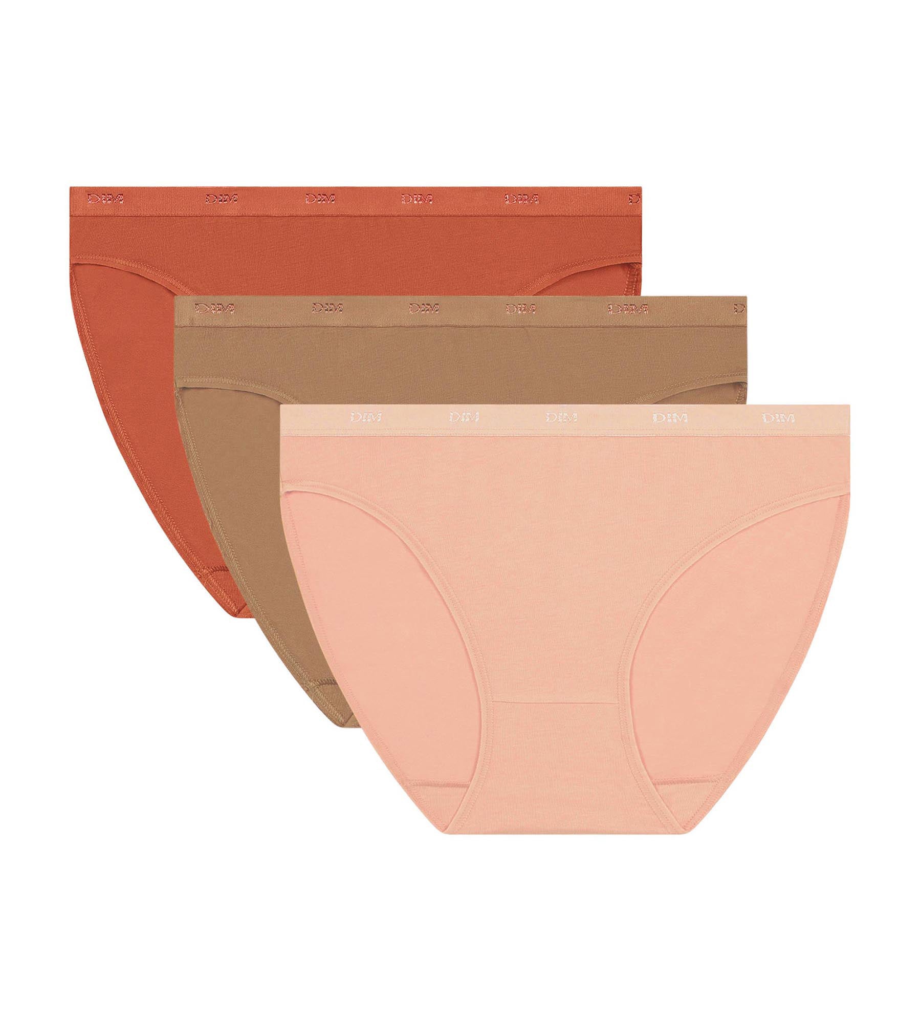 DIM Pack of 3 Speculos Orange stretch cotton panties Les Pockets Ecodim