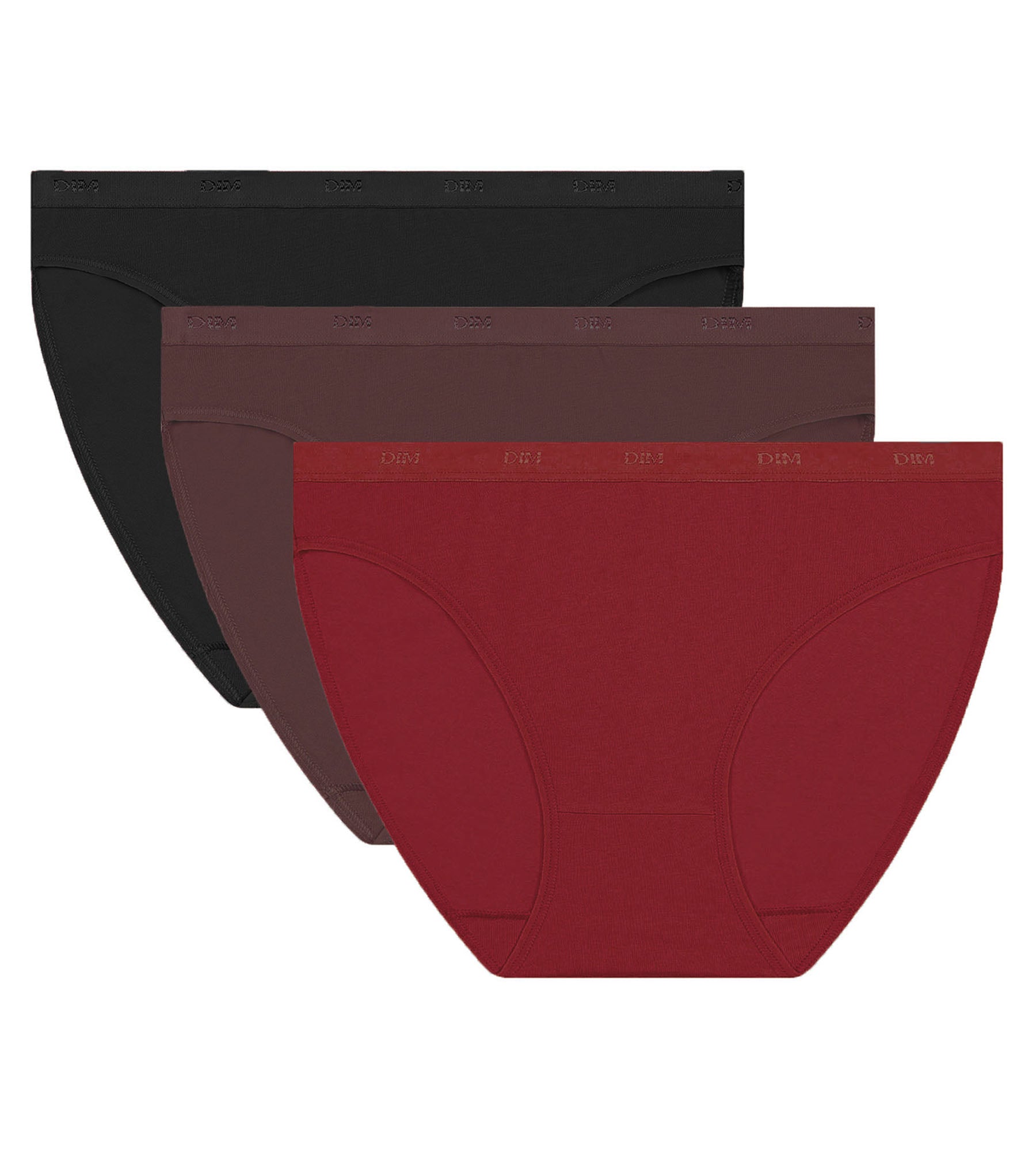 DIM Pack of 3 women's briefs Cocoa, Red, Black Les Pockets Ecodim
