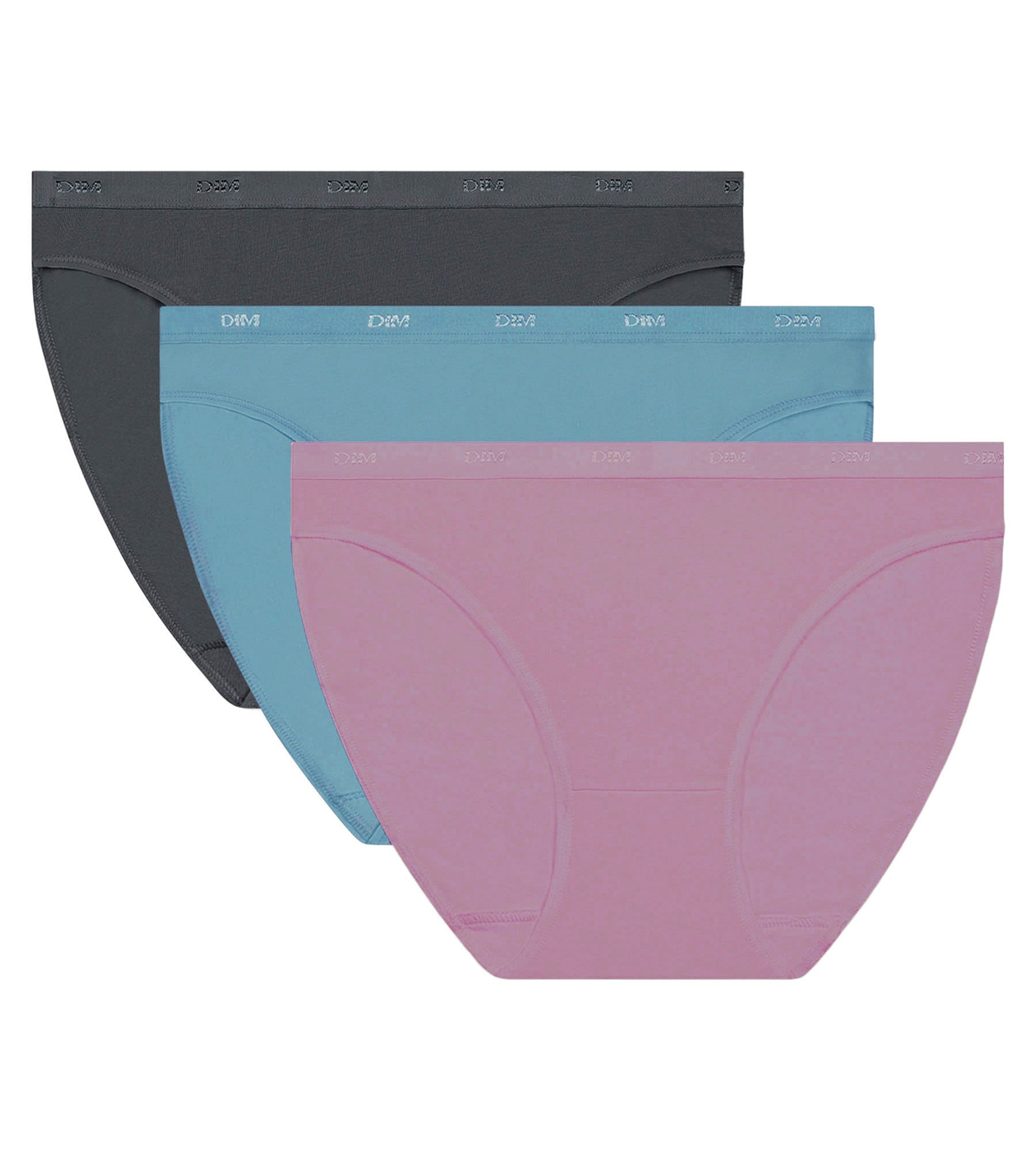 DIM Pack of 3 blue, purple and grey women's briefs Les Pockets Ecodim