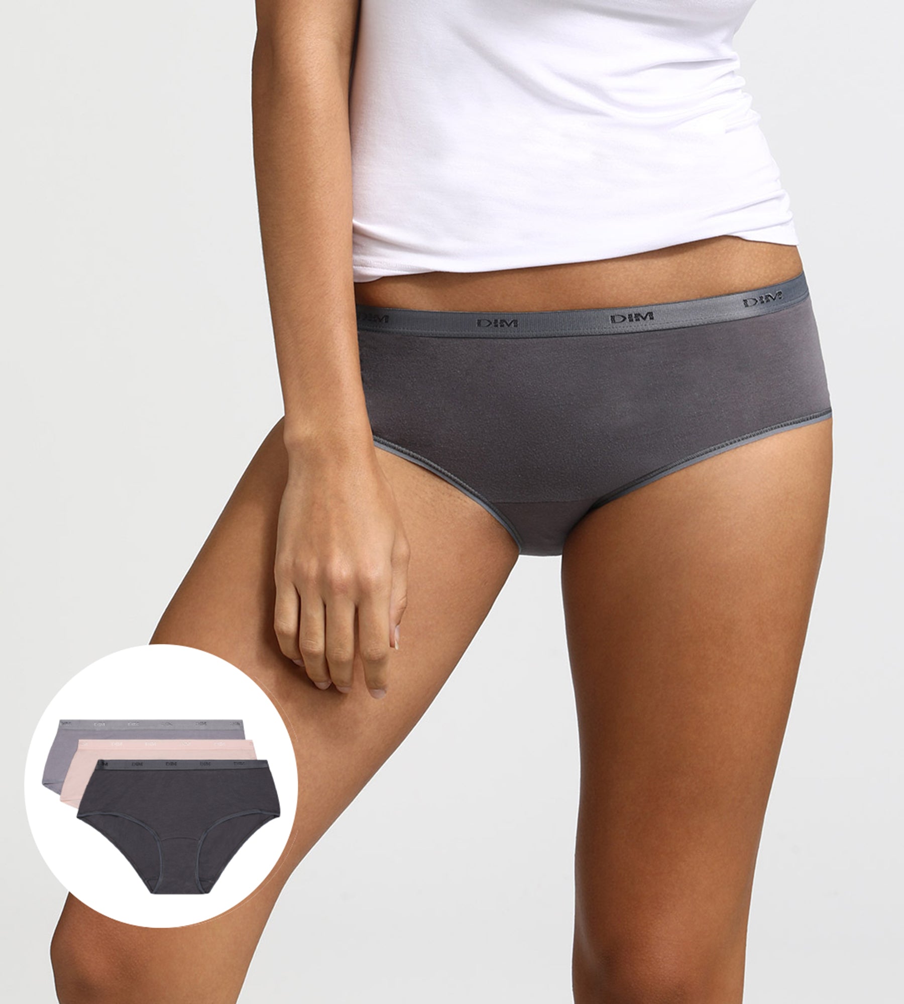 DIM Pack of 3 taupe, pink and grey boxers Les Pockets EcoDIM