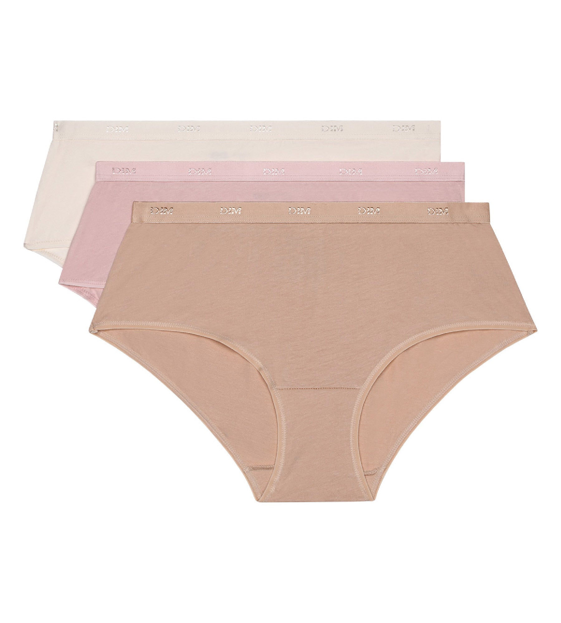 DIM Pack of 3 pairs of Les Pockets Coton boyshorts in nude/pink/pearl
