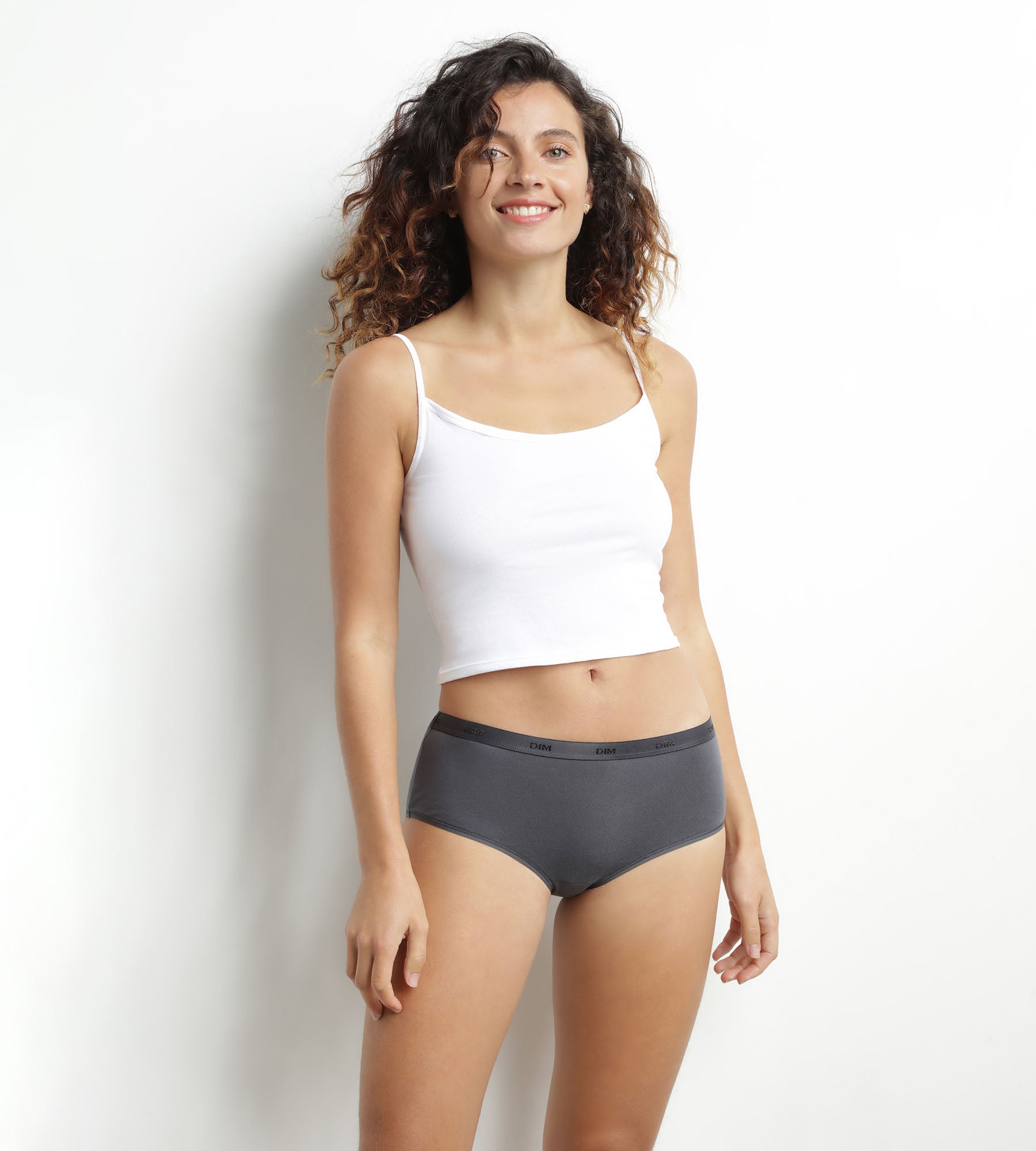 DIM Pack of 3 women's stretch cotton boxers Beige Blue Grey Les Pockets Ecodim