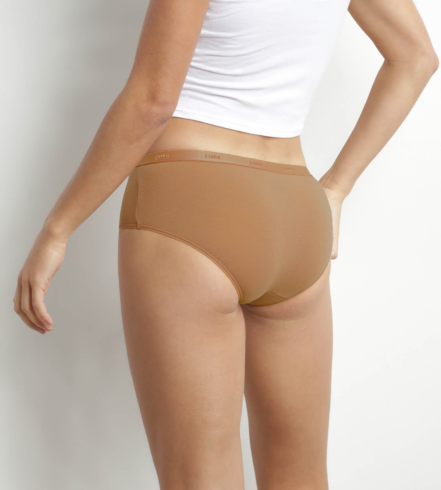 DIM Pack of 3 women's Speculos stretch cotton boxers Orange Les Pockets Ecodim