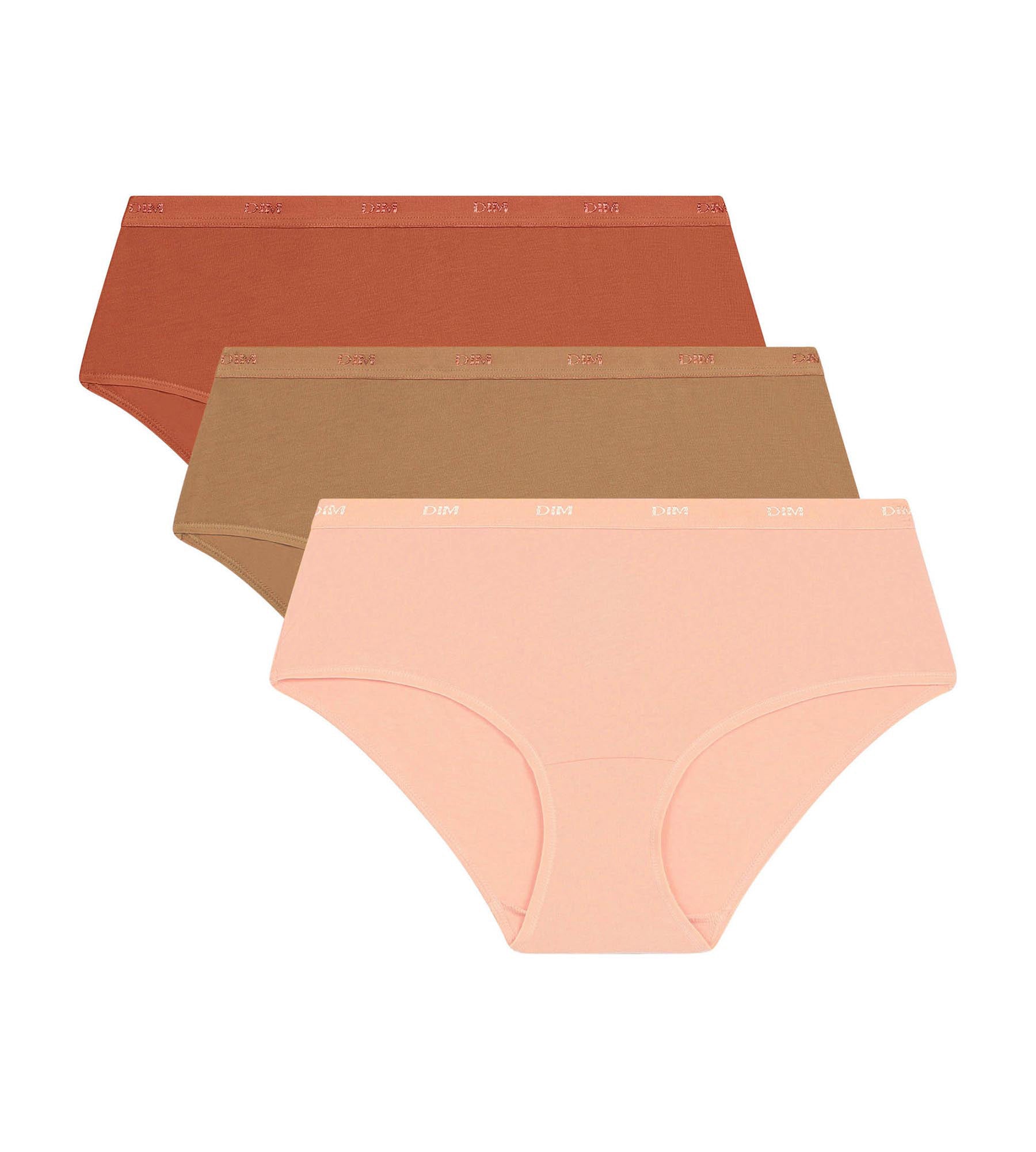 DIM Pack of 3 women's Speculos stretch cotton boxers Orange Les Pockets Ecodim