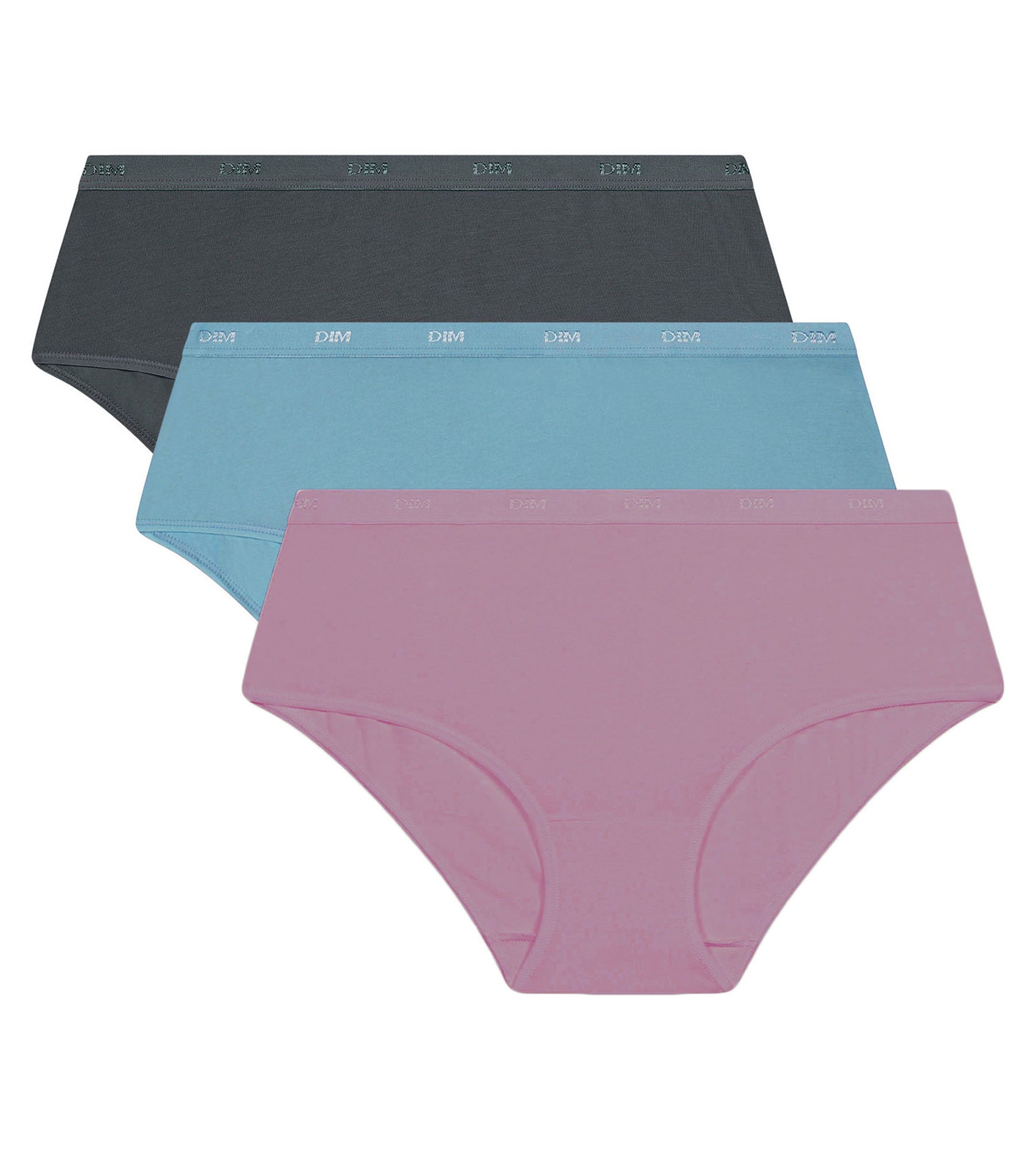 DIM Pack of 3 women's boxer shorts Blue, Purple, Grey Les Pockets Ecodim