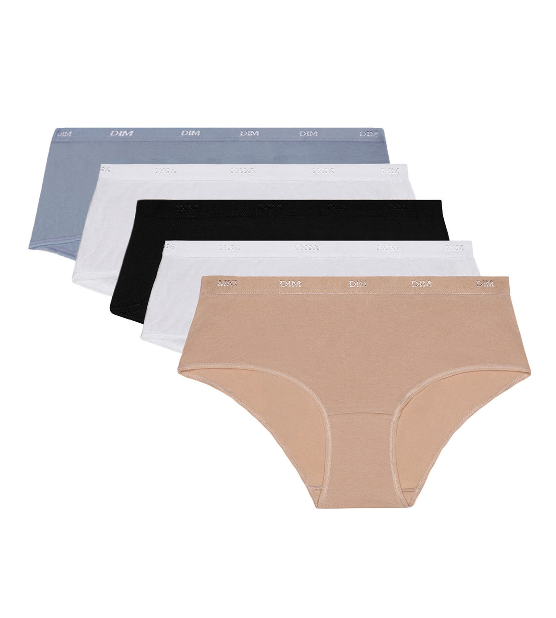 DIM Pack of 5 Les Pockets Ecodim stretch cotton shortys for women