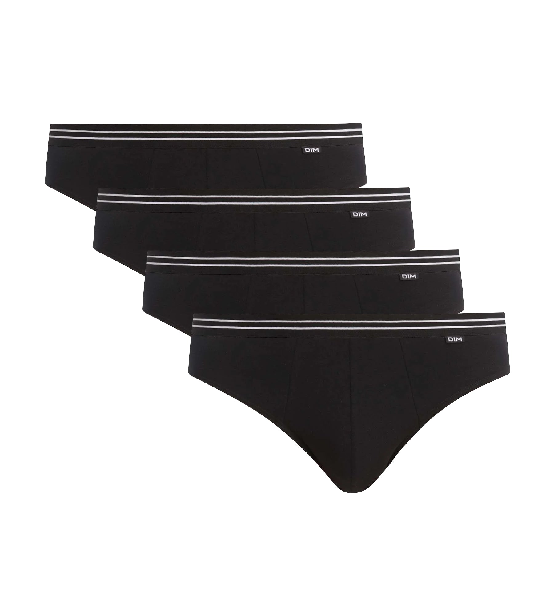 DIM Pack of 4 briefs cotton stretch men's Black EcoDim