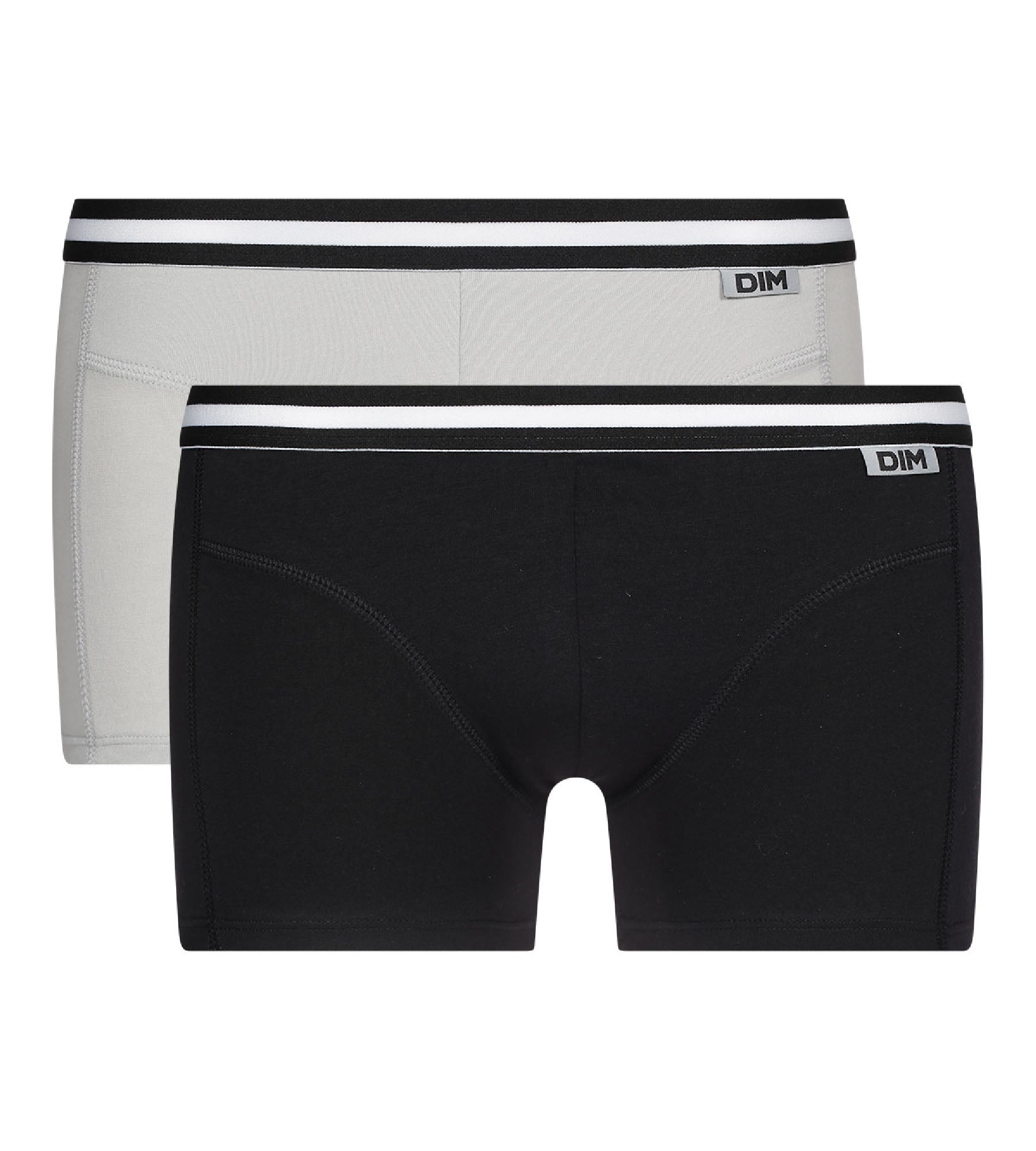 DIM Pack of 2 pairs of EcoDIM stretch cotton trunks in black and grey