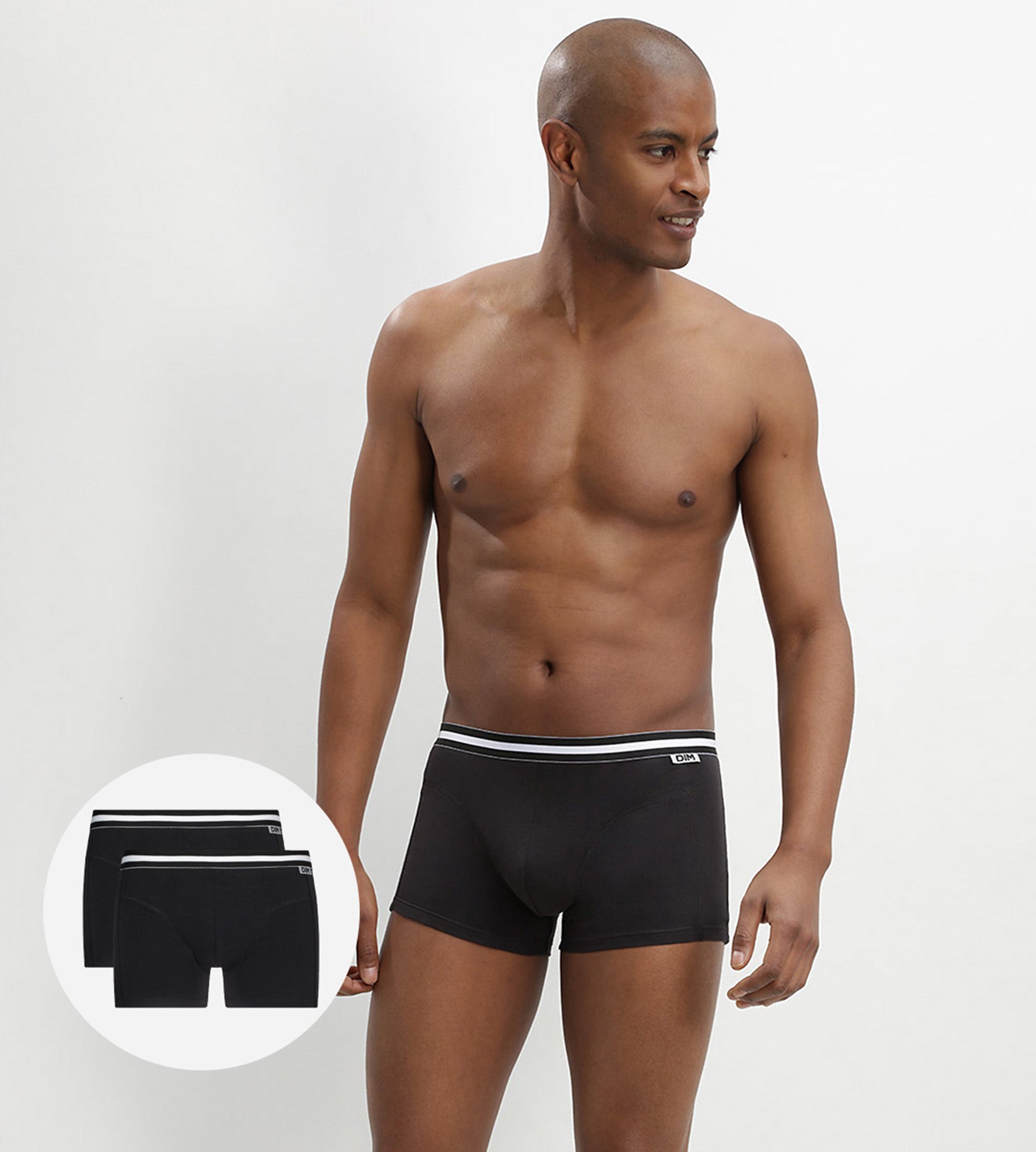 DIM Pack of 2 Black EcoDIM Cotton Stretch Boxer Briefs