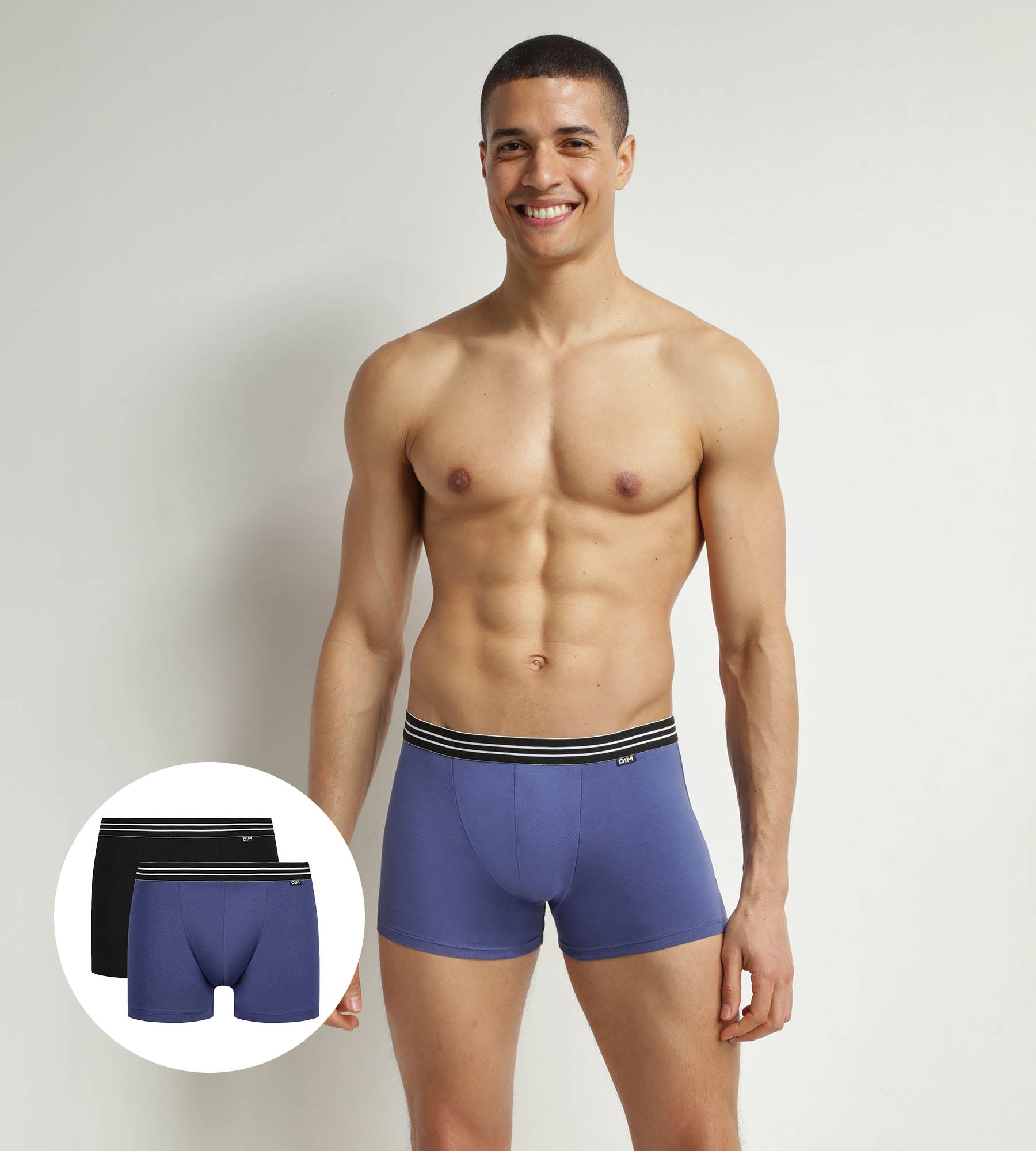 DIM Pack of 2 cotton stretch boxers Blue Turquin EcoDim