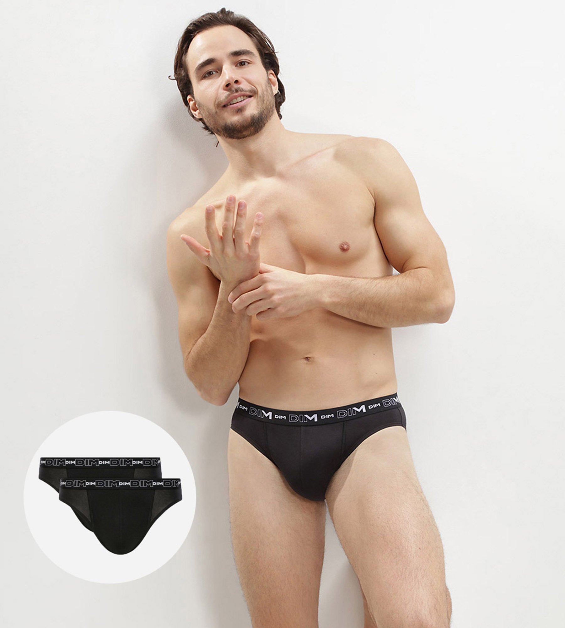 DIM Pack of 2 Men's Black Stretch Cotton Briefs