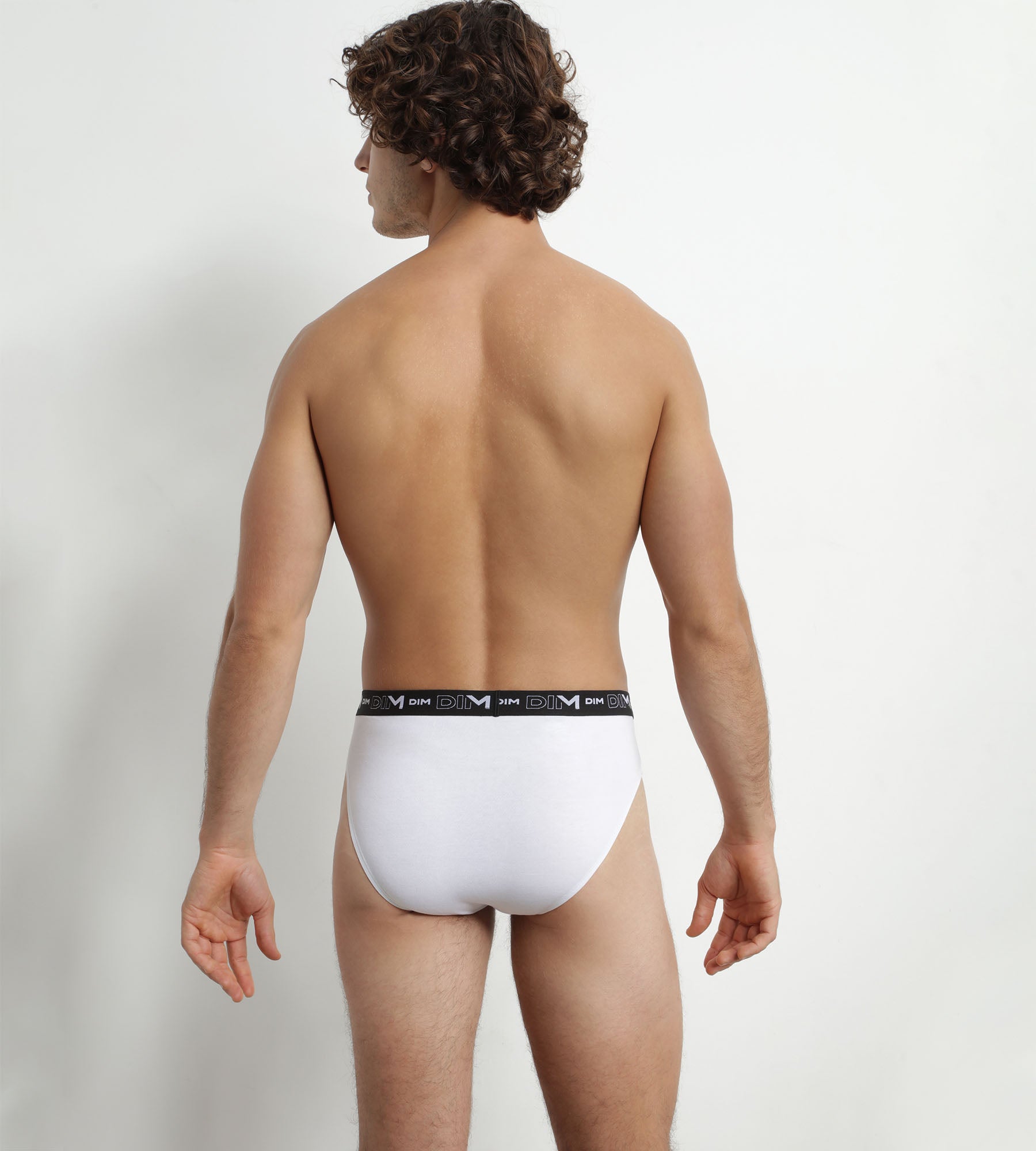 DIM Pack of 2 Men's White Grey Contrast Waistband Dim Cotton Stretch Briefs