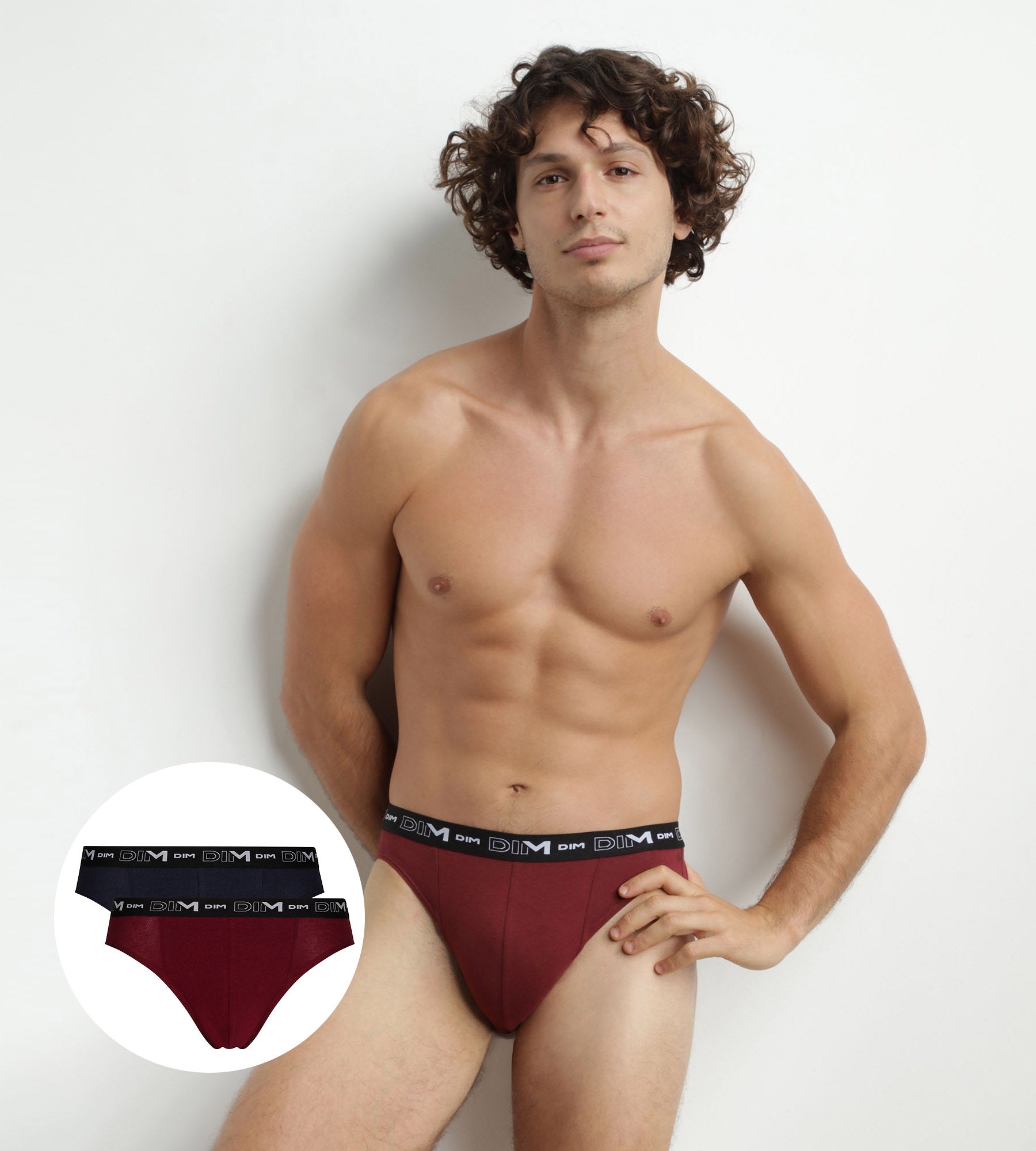 DIM Pack of 2 Blue Red Men's Contrast Waistband Dim Stretch Cotton Briefs