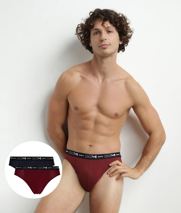 DIM Pack of 2 Blue Red Men's Contrast Waistband Dim Stretch Cotton Briefs