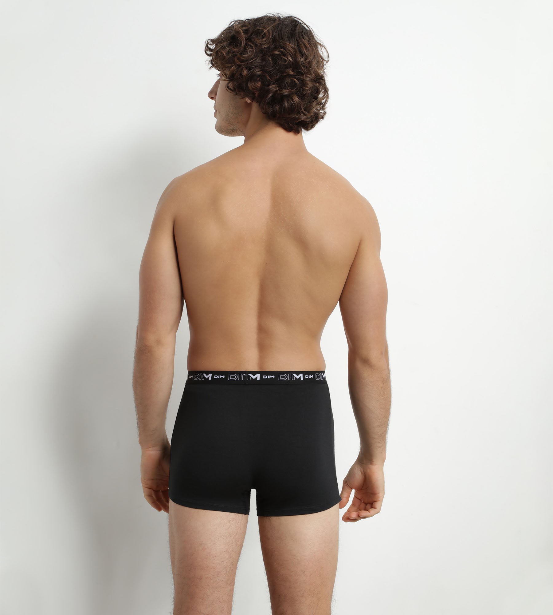 DIM Pack of 2 Men's Boxers Black White Contrast Waistband Dim Cotton Stretch