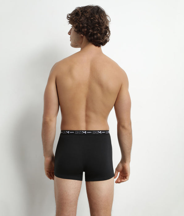 DIM Pack of 2 Men's Boxers Black White Contrast Waistband Dim Cotton Stretch