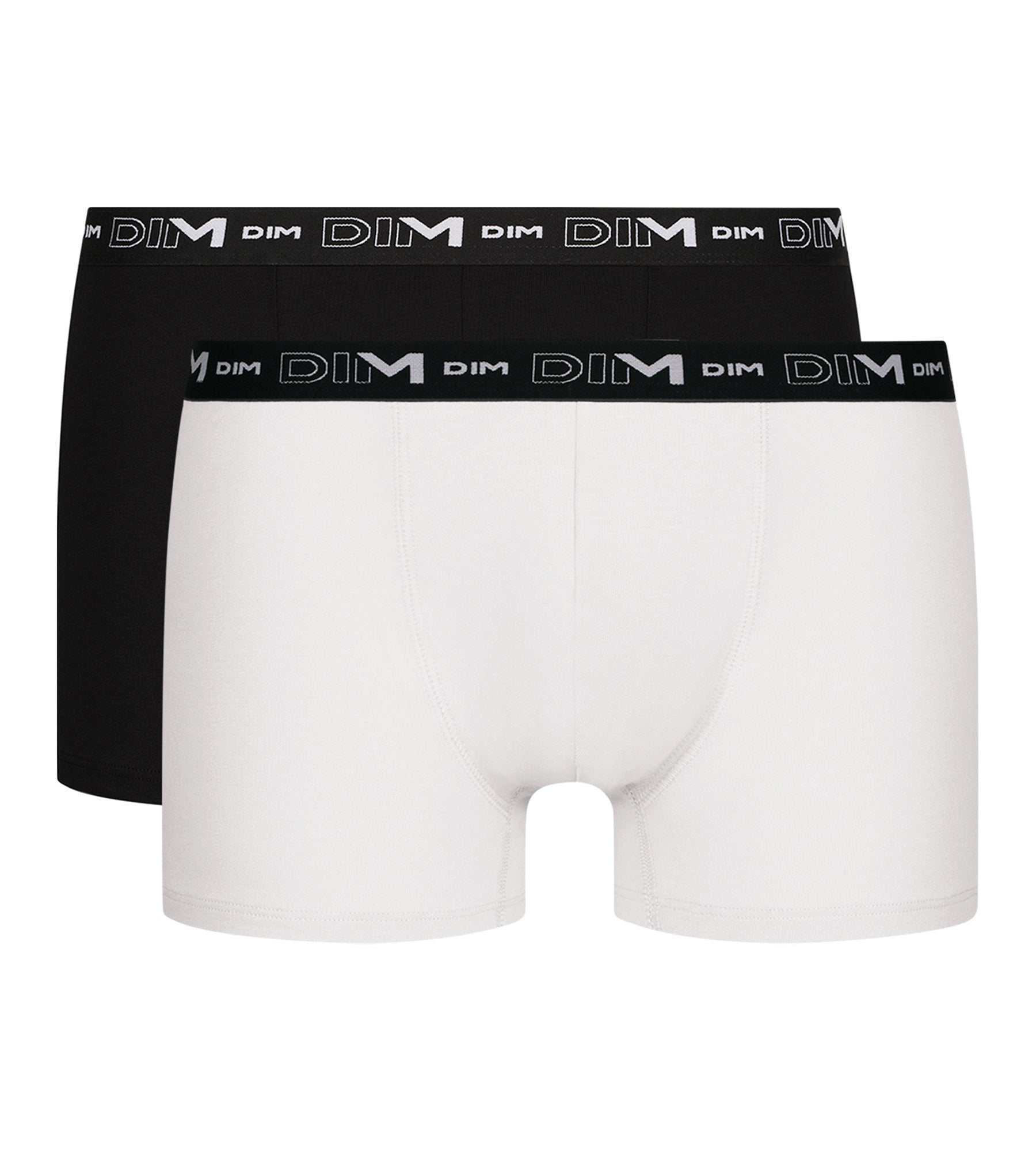 DIM Pack of 2 Men's Boxers Black White Contrast Waistband Dim Cotton Stretch