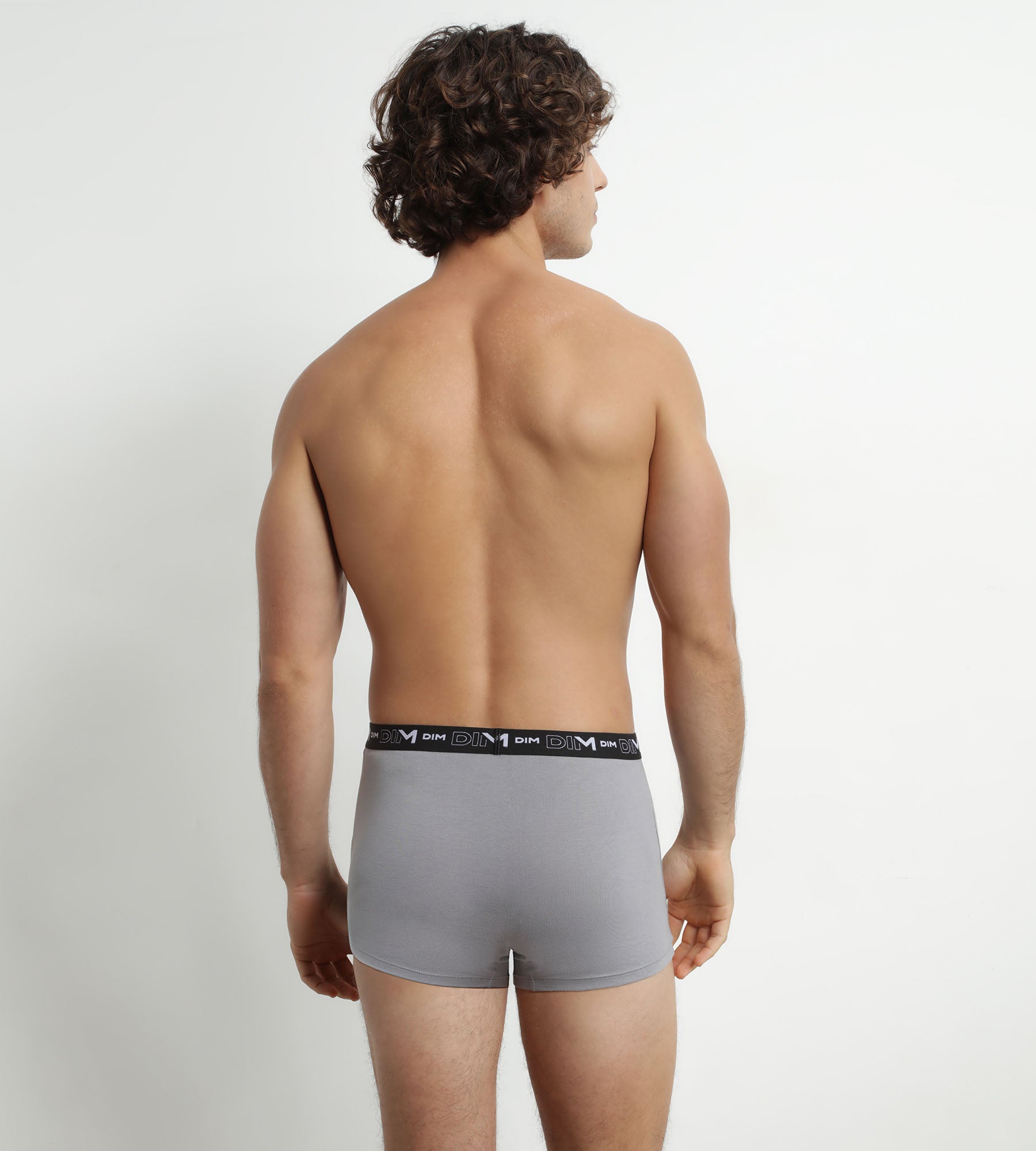 DIM Pack of 2 Men's Boxers White Grey Contrast Waistband Dim Cotton Stretch