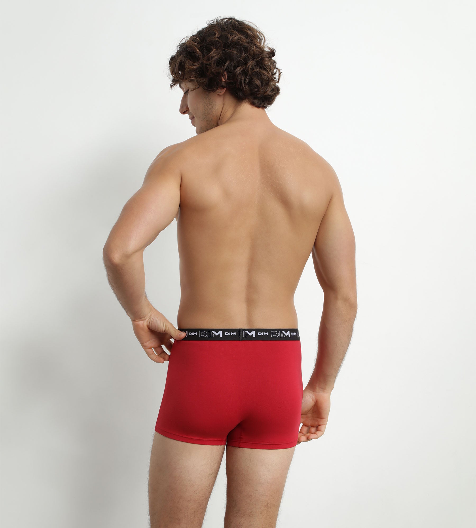 DIM Pack of 2 Men's Grey Red Boxers with Contrast Waistband Dim Cotton Stretch