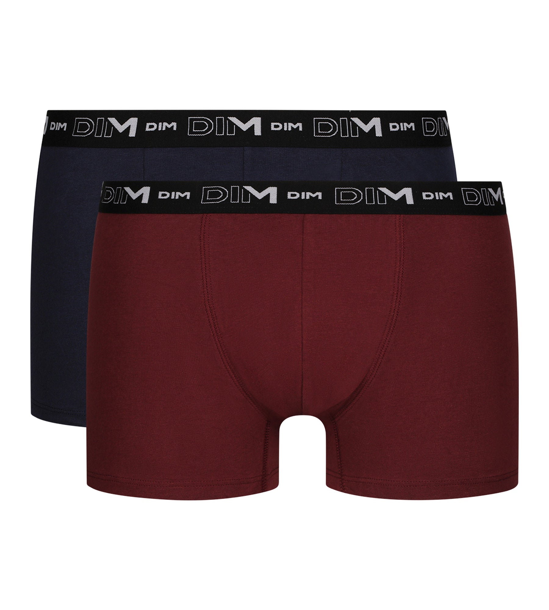 DIM Pack of 2 Men's Boxers Red Blue Contrast Waistband Dim Cotton Stretch