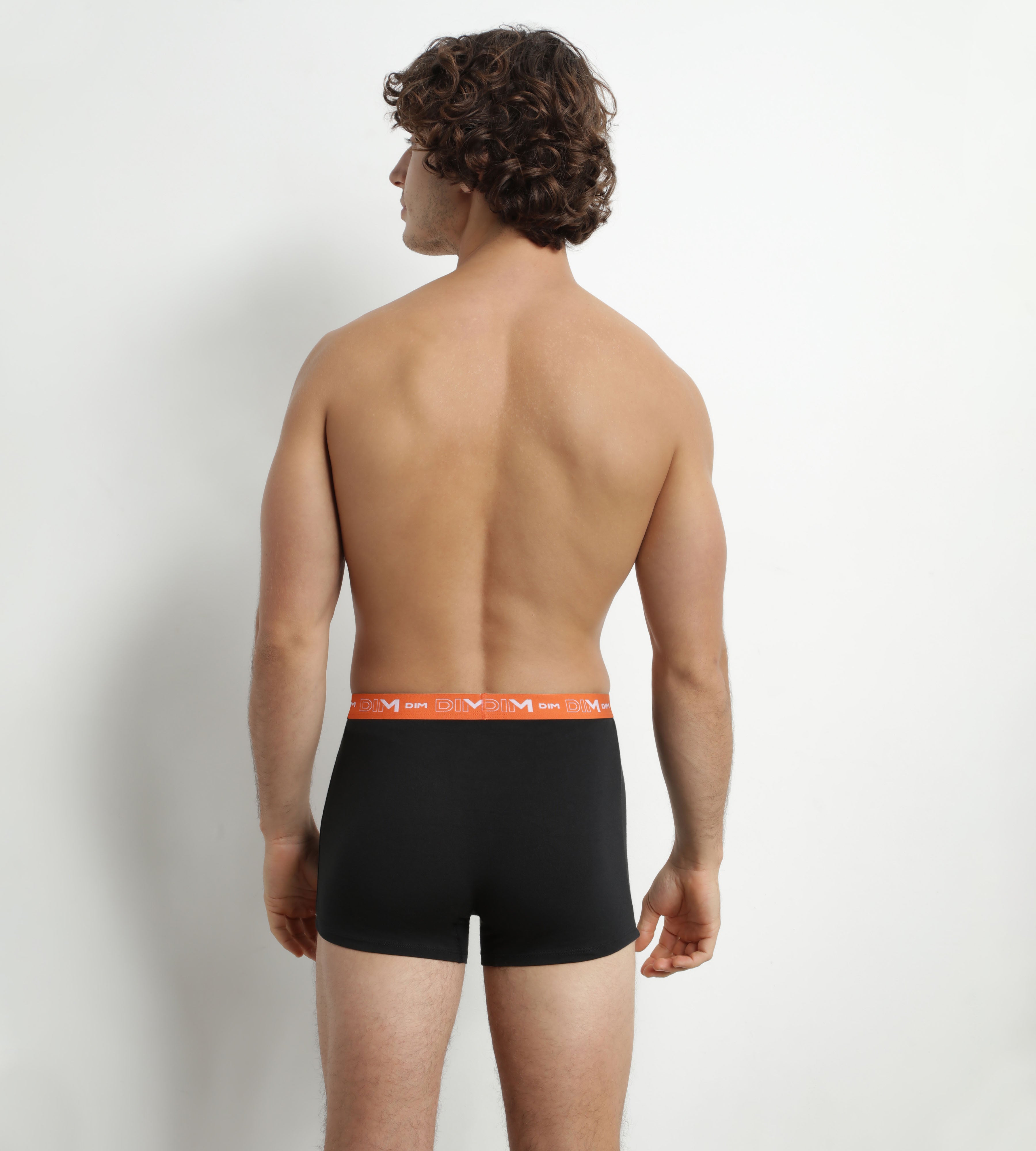 DIM Pack of 2 Men's Black Boxers with Blue and Orange Dim Cotton Stretch Waistband