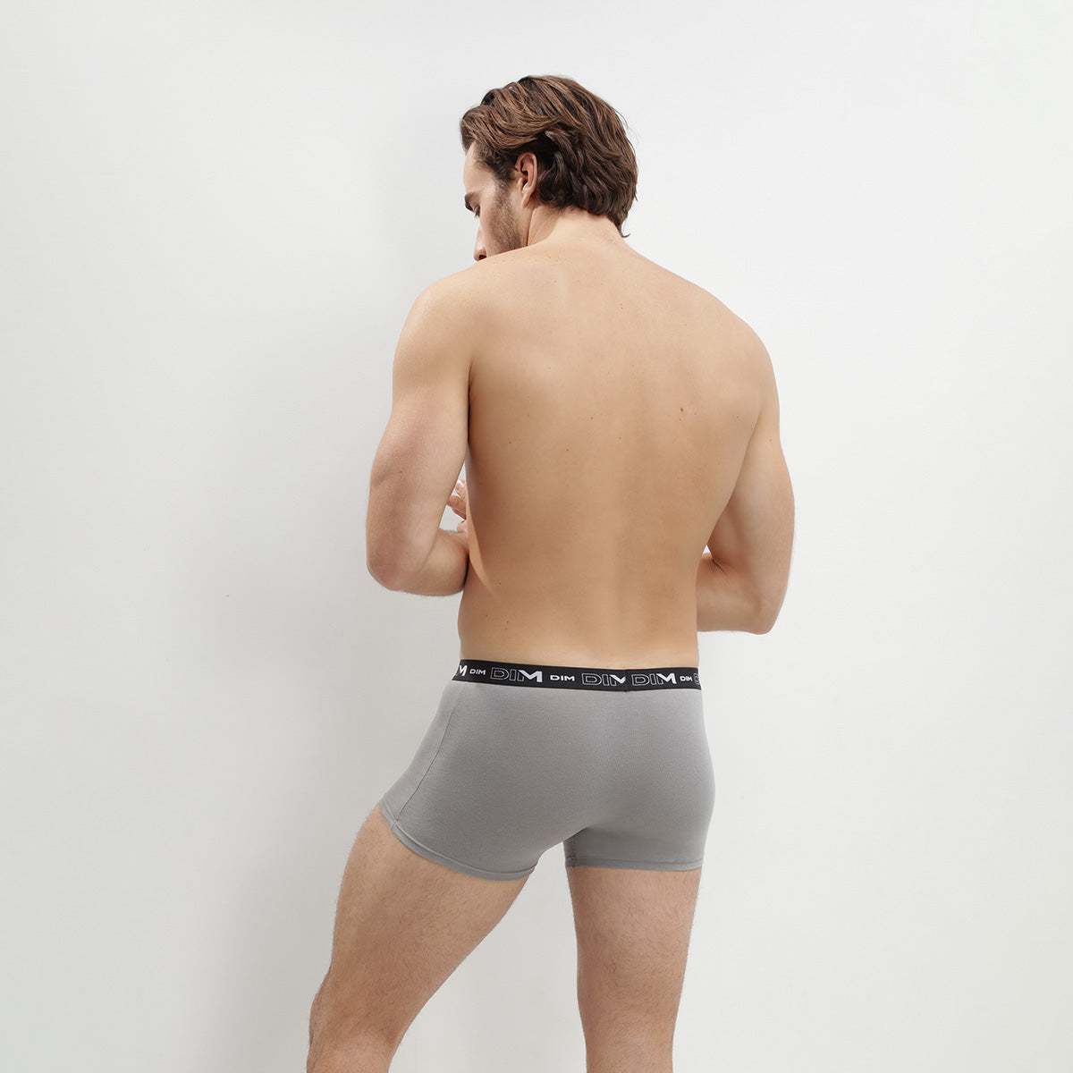 DIM Pack of 3 pairs of black, grey and white stretch cotton trunks for men