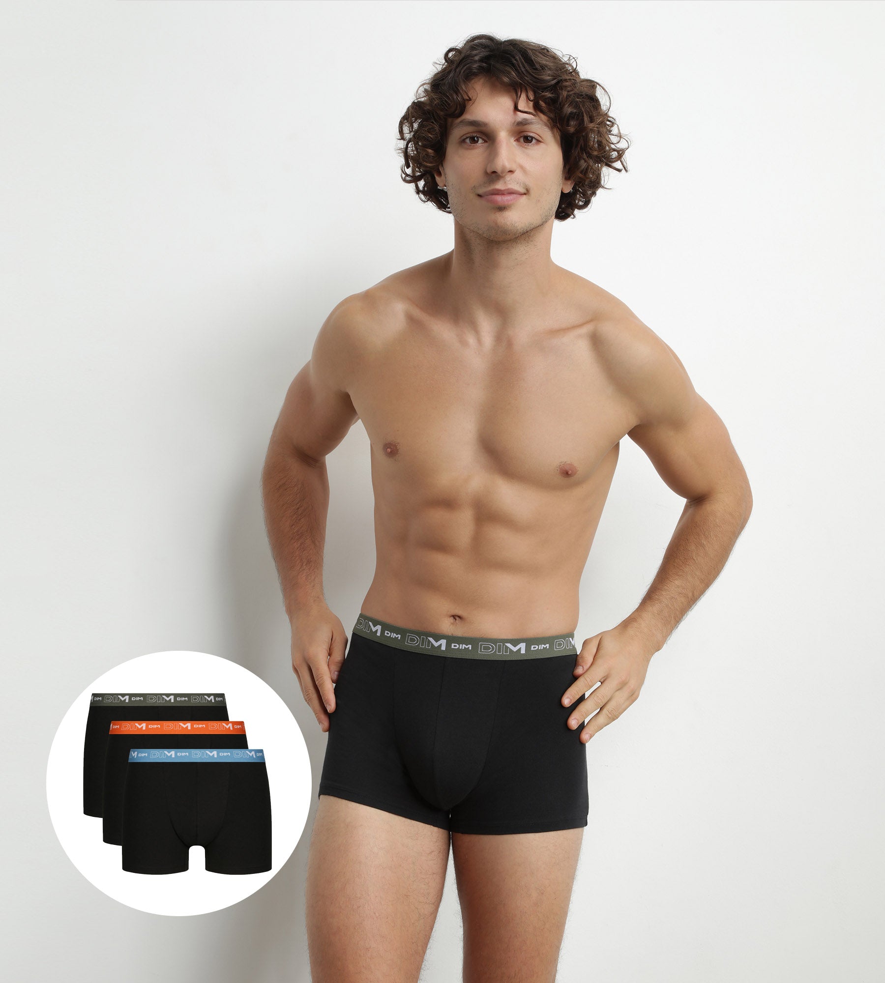 DIM Pack of 3 Blue Orange Dim Cotton Stretch Boxer Briefs for Men