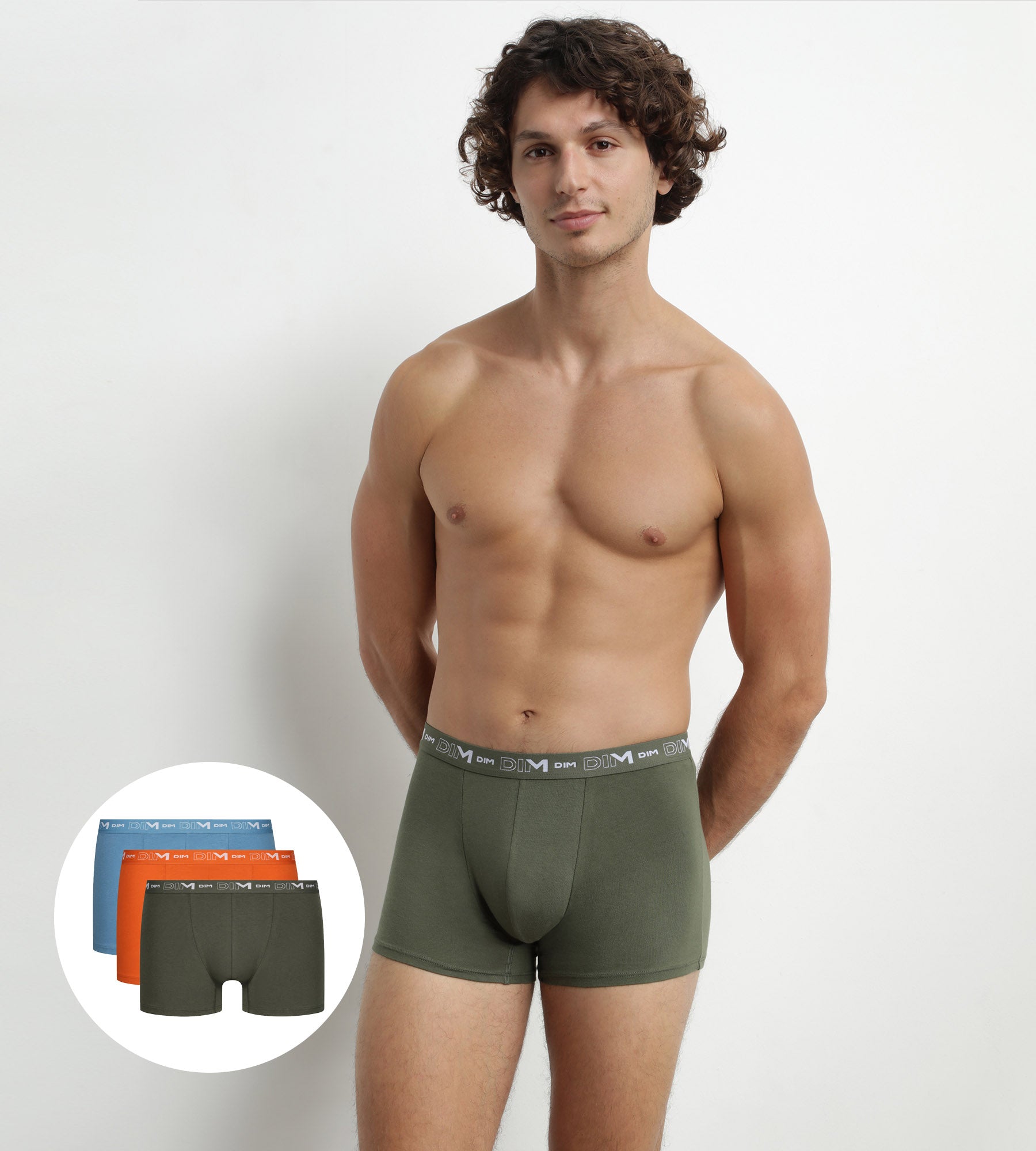 DIM Orange Green Dim Cotton Stretch Boxer Pack of 3 for Men
