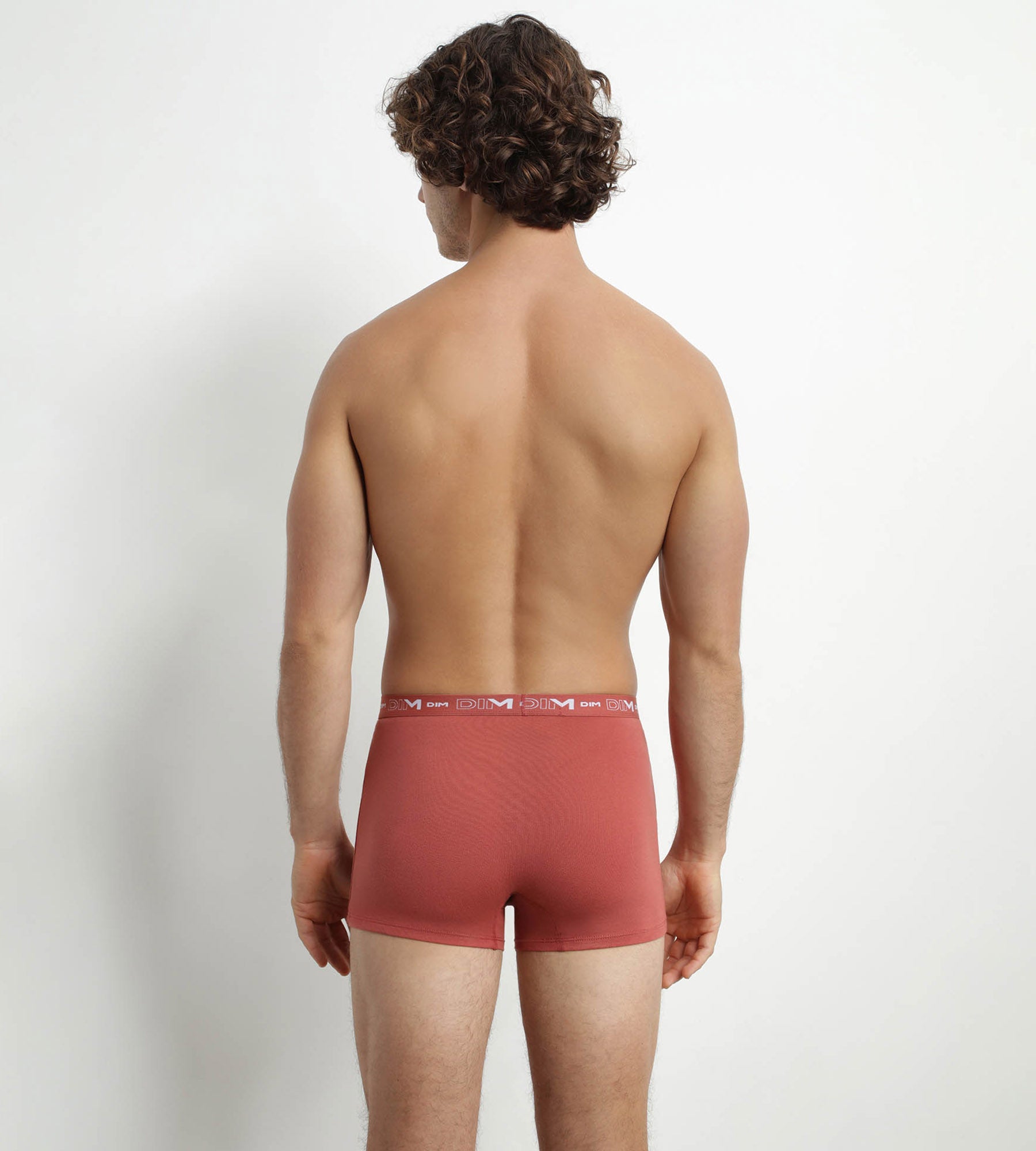 DIM Pack of 3 Men's Boxers Black Brown Terracotta Chiné Dim Cotton Stretch