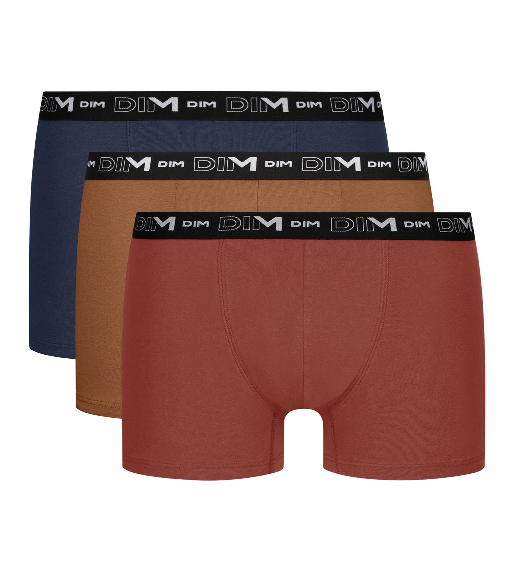 DIM Pack of 3 Coral Ochre Nocturne Cotton Stretch Boxer Briefs for Men