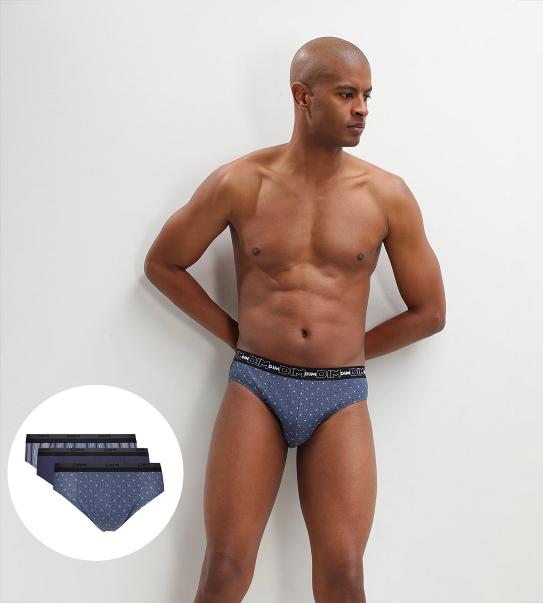 DIM Dim Print Pack of 3 men's cotton briefs with blue crosses design