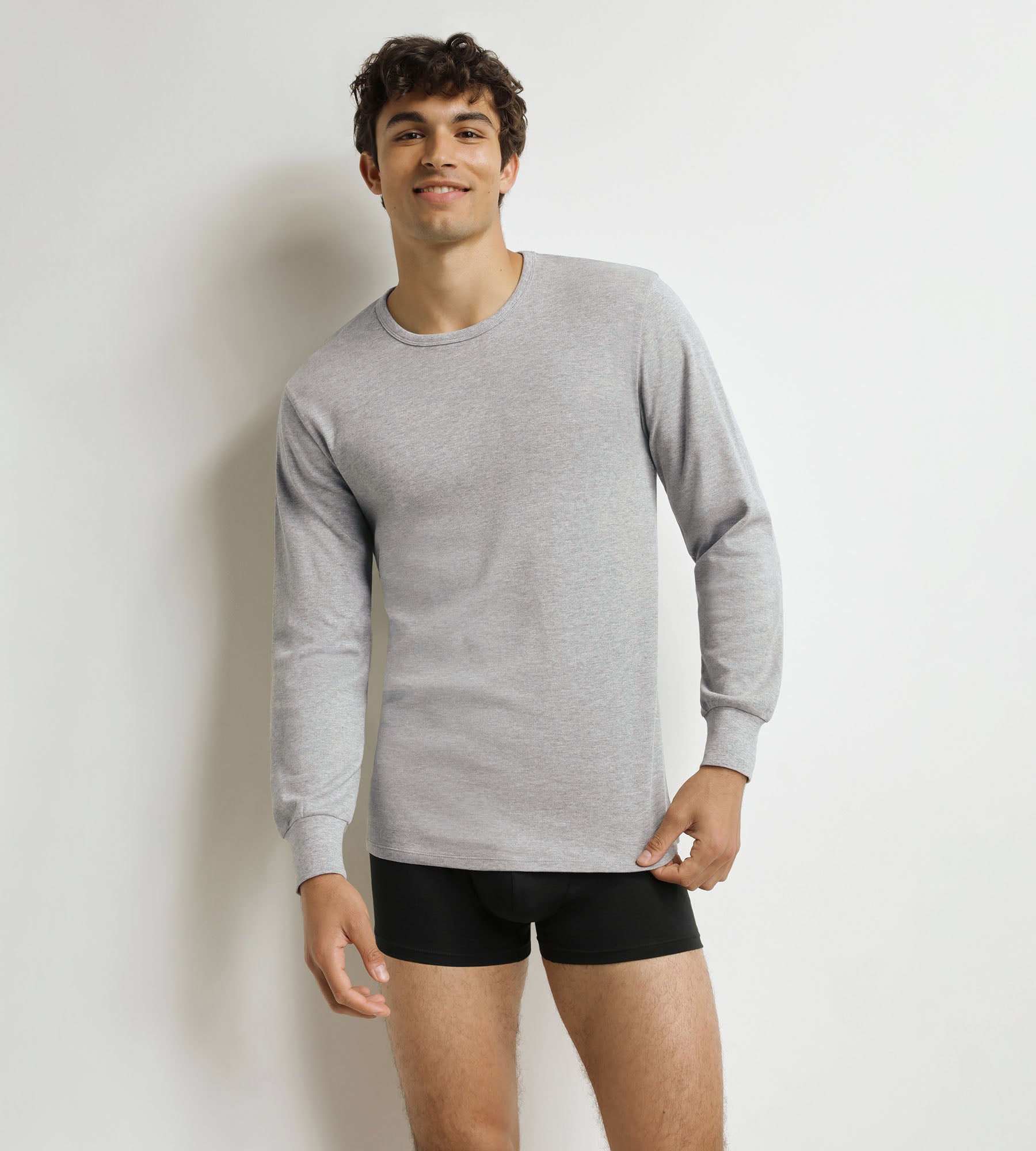 DIM Men's Dim Thermal t-shirt in mottled grey cotton