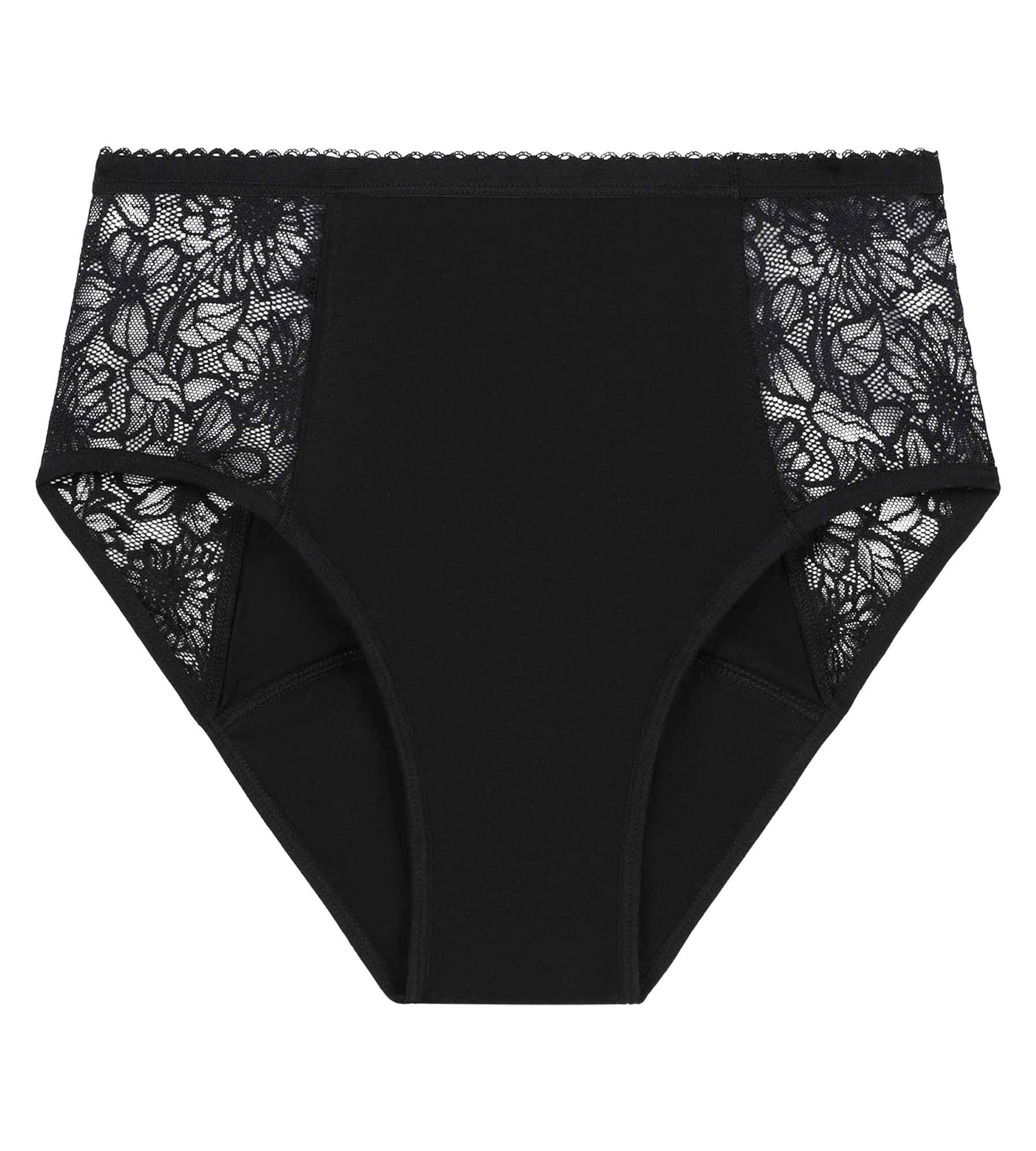 DIM Very heavy flow period panties black with flowers Dim Protect