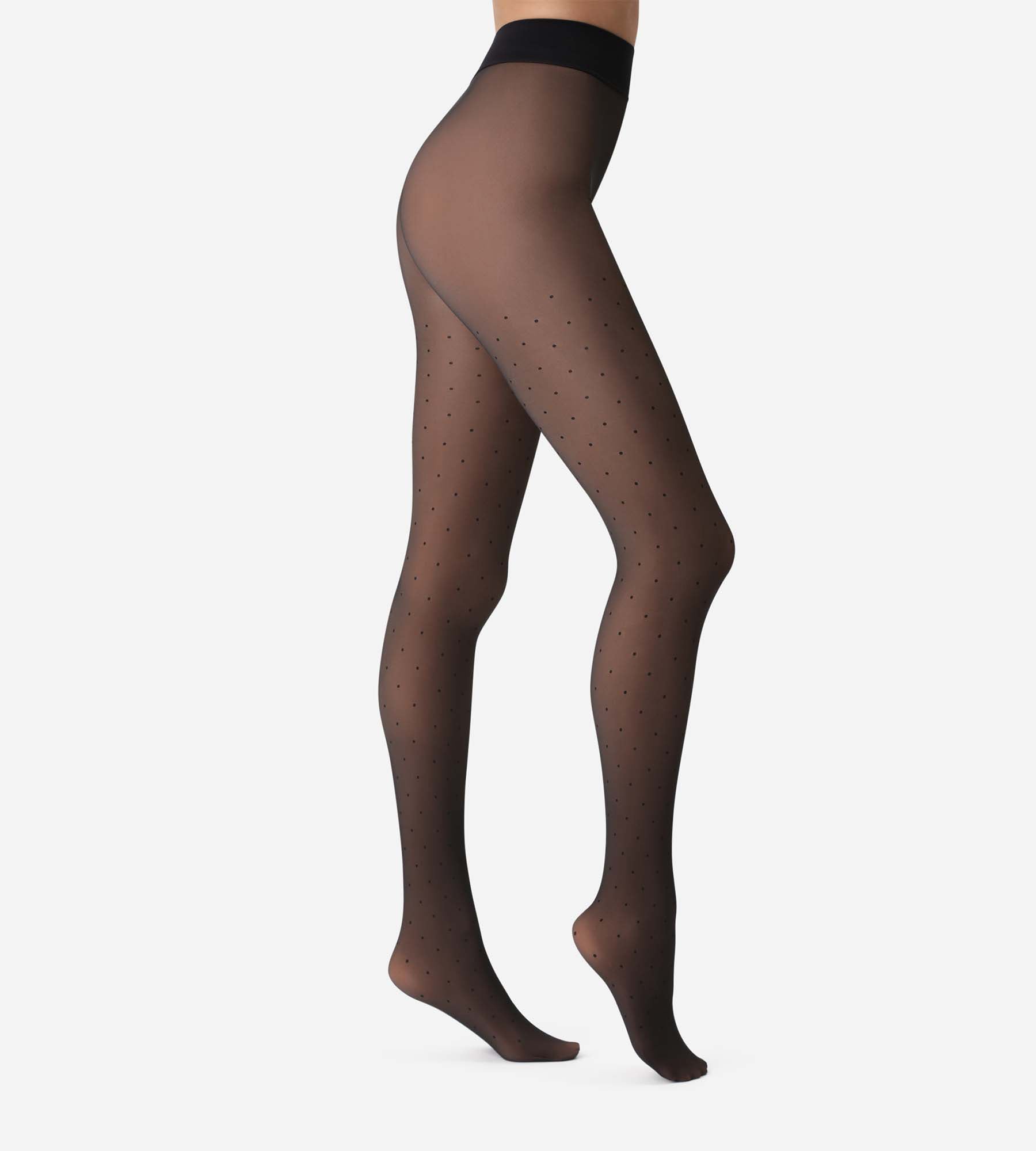 DIM Black sheer tights with Thermo Dots