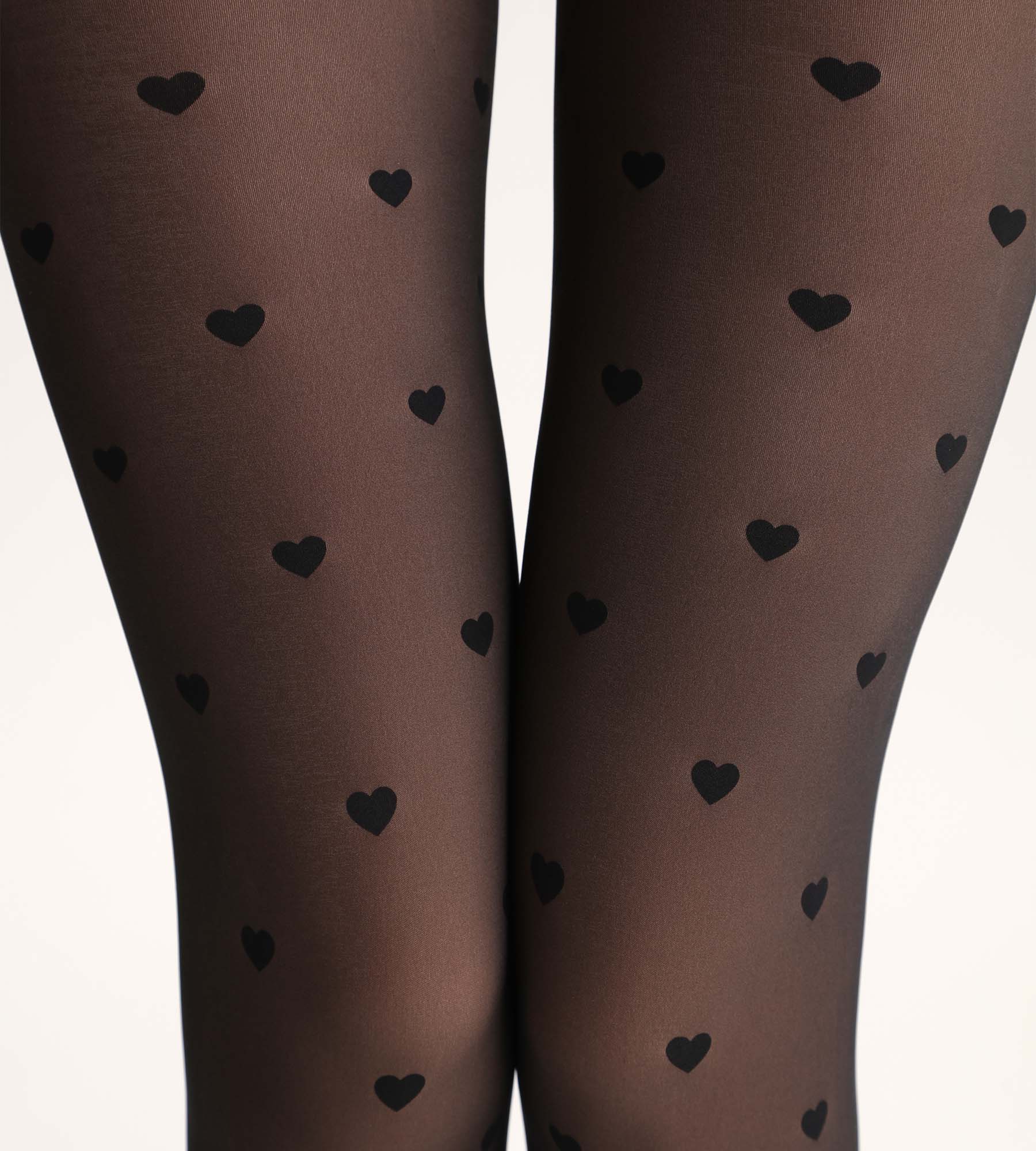 DIM Black sheer tights with Thermo hearts