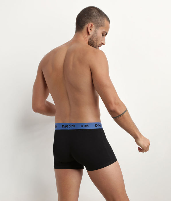 DIM Pack of 3 black men's boxers with coloured waistband Mimosa Purple Mix & colours