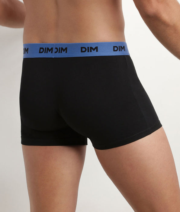 DIM Pack of 3 black men's boxers with coloured waistband Mimosa Purple Mix & colours