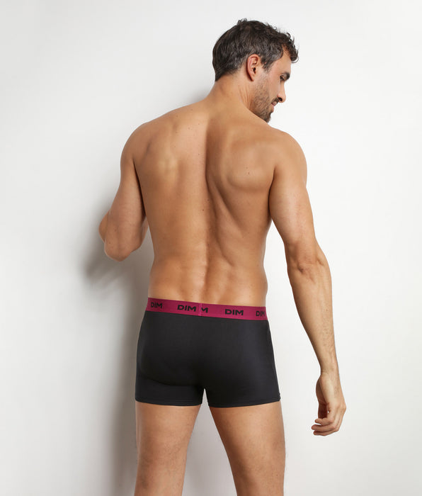 DIM Pack of 3 black men's boxer shorts with coloured waistband Retro Mix & Colors