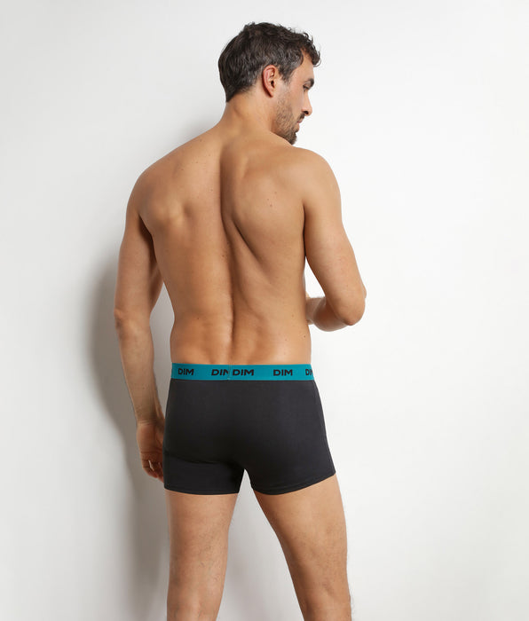 DIM Pack of 3 men's boxer shorts in black with coloured waistband Cameleon Mix & Colors