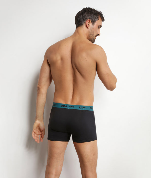 DIM Pack of 3 black men's boxer shorts with coloured Forest Mix & Colors waistband