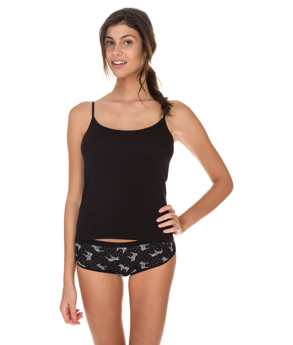 DIM Pack of 2 Les Pockets Coton camisoles in black and white