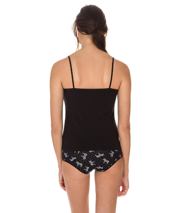 DIM Pack of 2 Les Pockets Coton camisoles in black and white